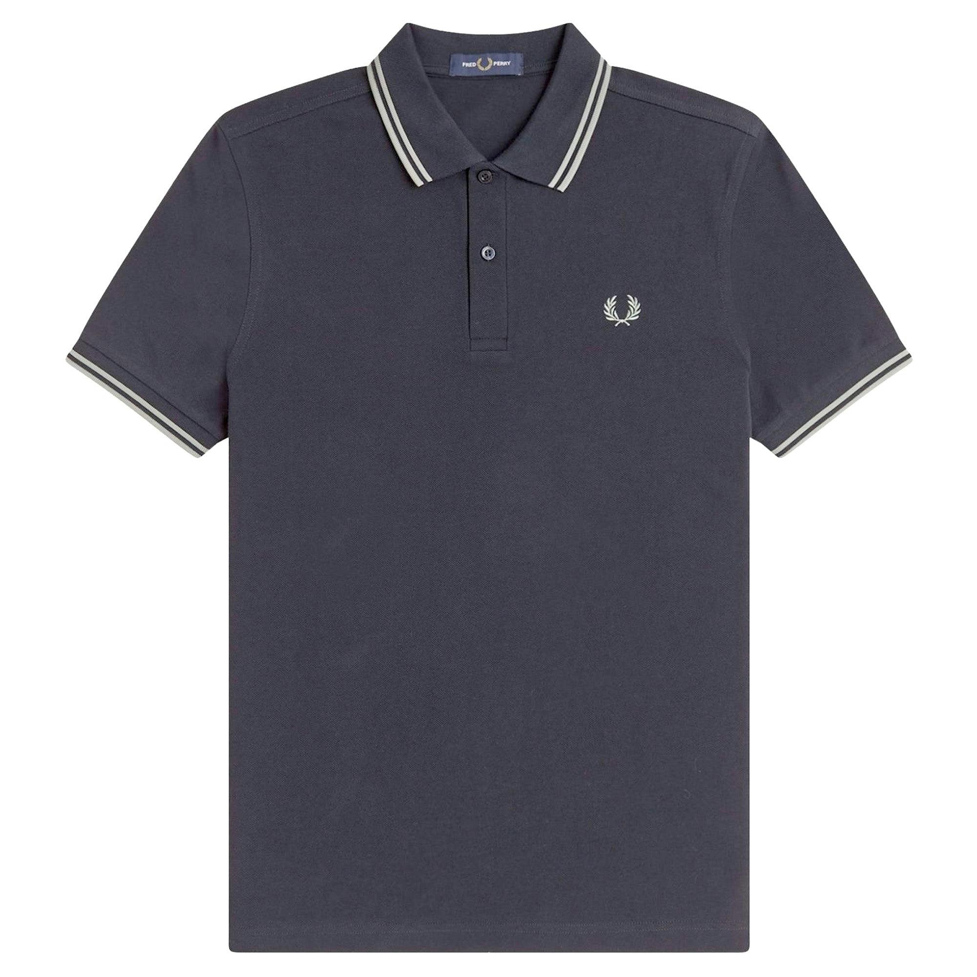 Fred Perry Twin Tipped Polo Shirt - Navy/Seagrass - Medium