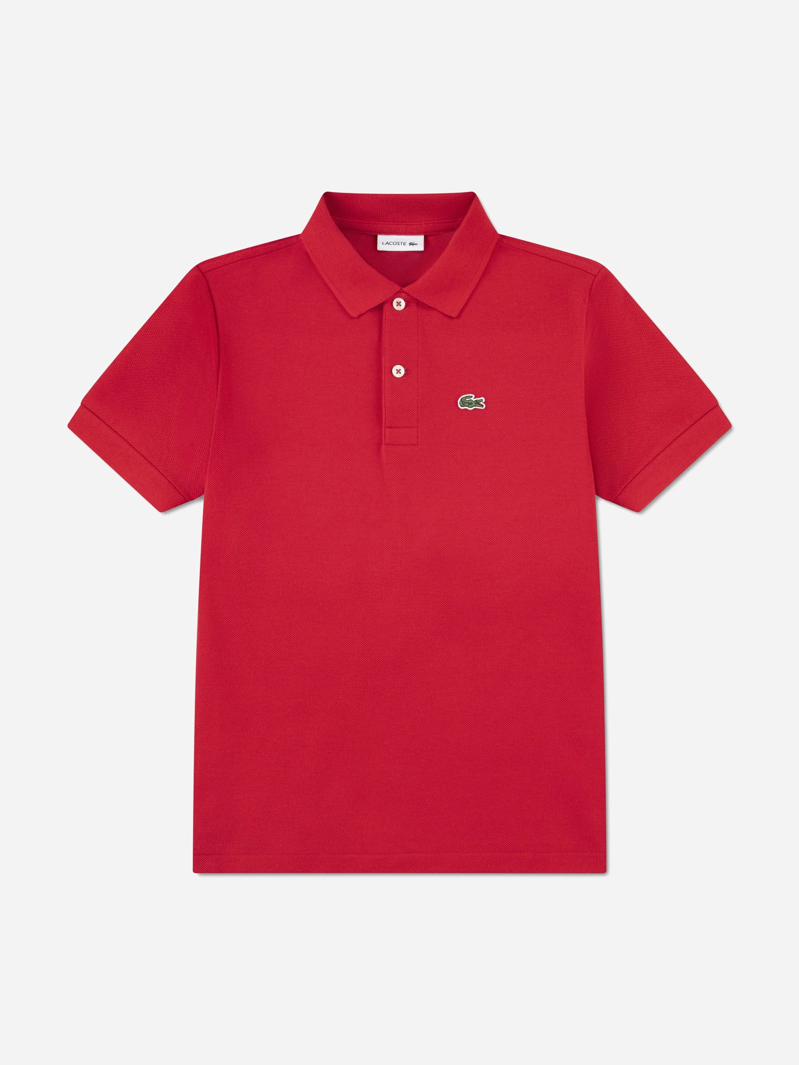 Lacoste Kids Boys Red Lacoste Petit Pique Polo Shirt In - 2 Yrs