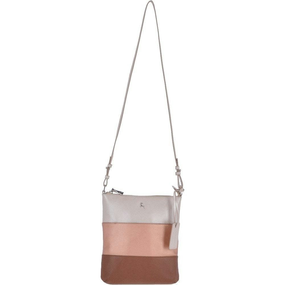 Ashwood Women's Grain/Light 'Tricolore Elegante' Leather Crossbody Bag: Ela 1879 - One Size - Tan - Leather