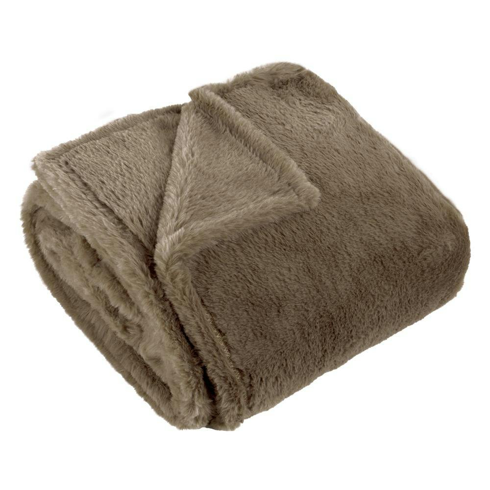 Rackhams Kallu Faux Fur Double Sided Throw - Mocha - 130Cm X 180Cm - Mocha - 100% Polyester