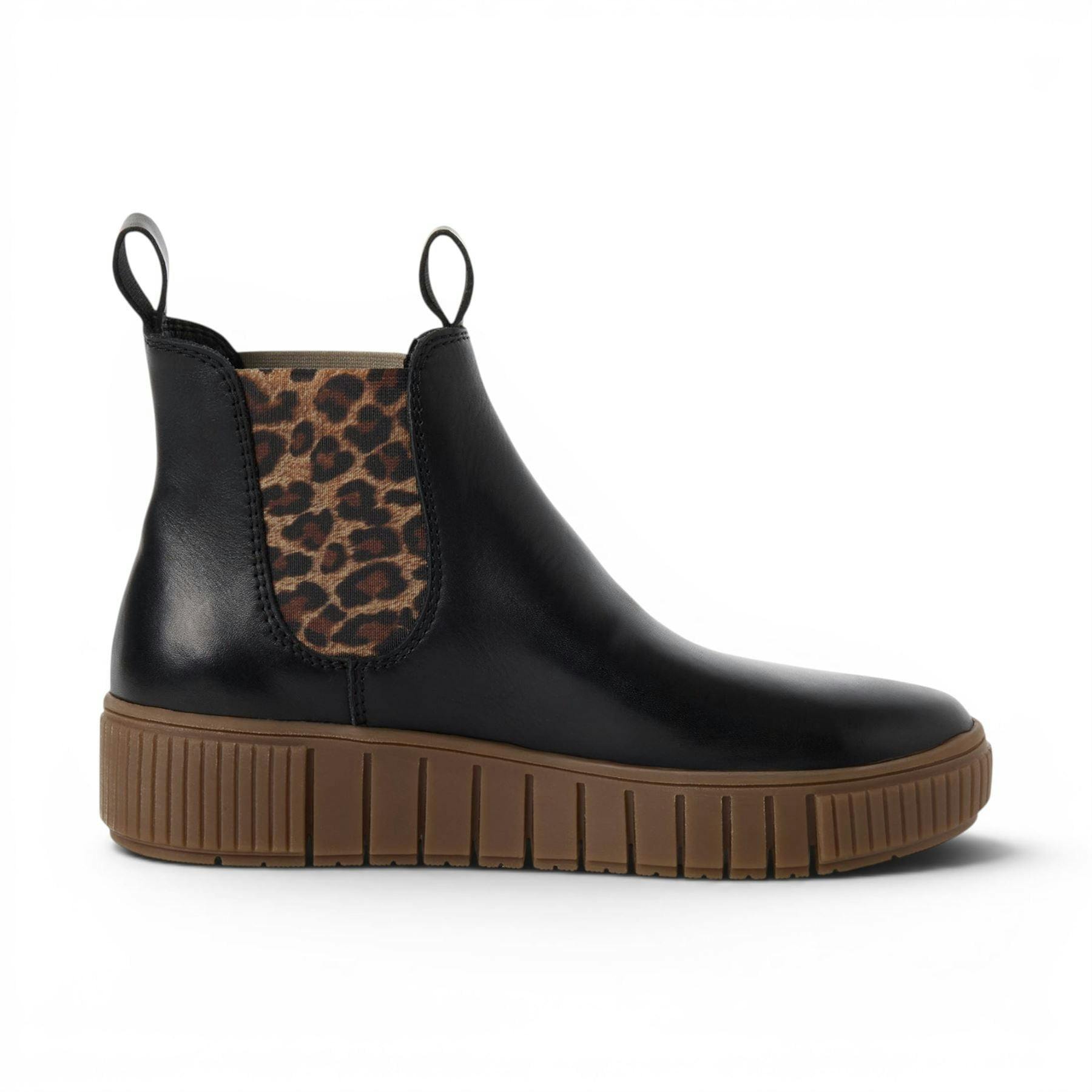 Tamaris Women's Black Leather Chelsea Ankle Boots - 25403-43 - Leopard - Uk 3.5 | Eu 36 | Us 5.5