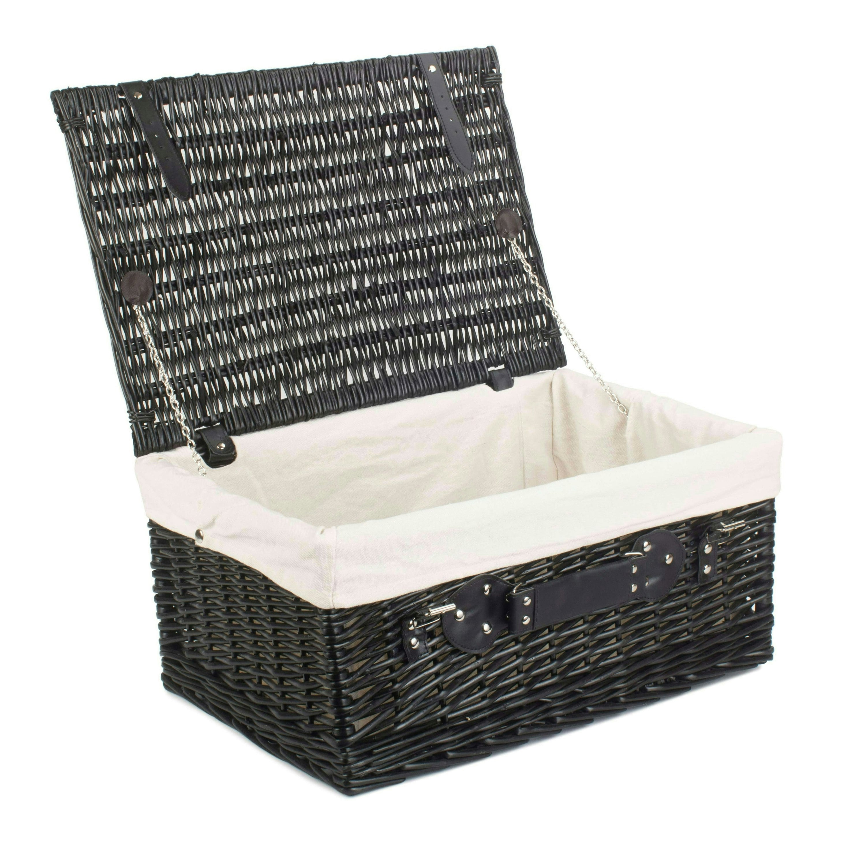 Red Hamper Red/Black/White Hamper 51Cm Empty Willow Picnic Basket With Cotton Lining - Lining