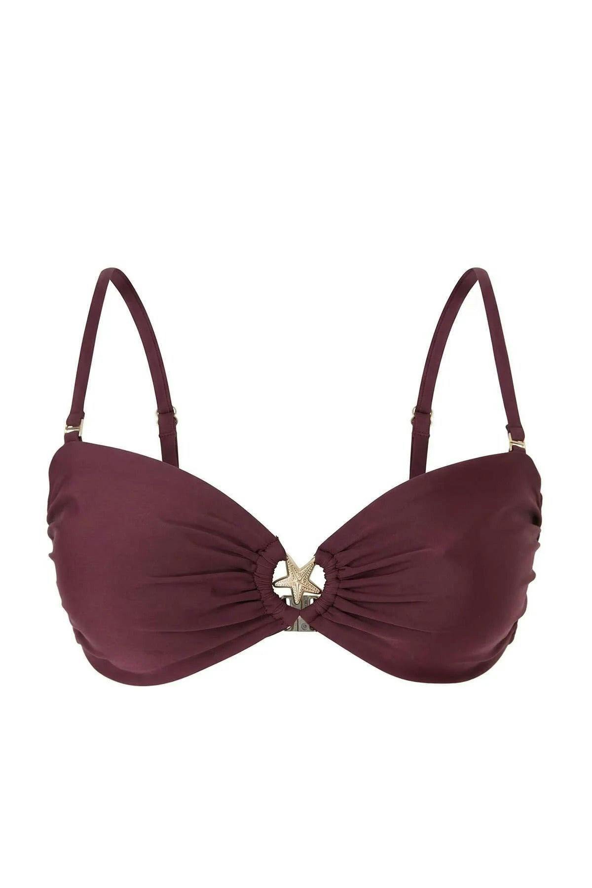 Wovcor Strapless Covered Bikini Top With Accessories - Plum - 14.0