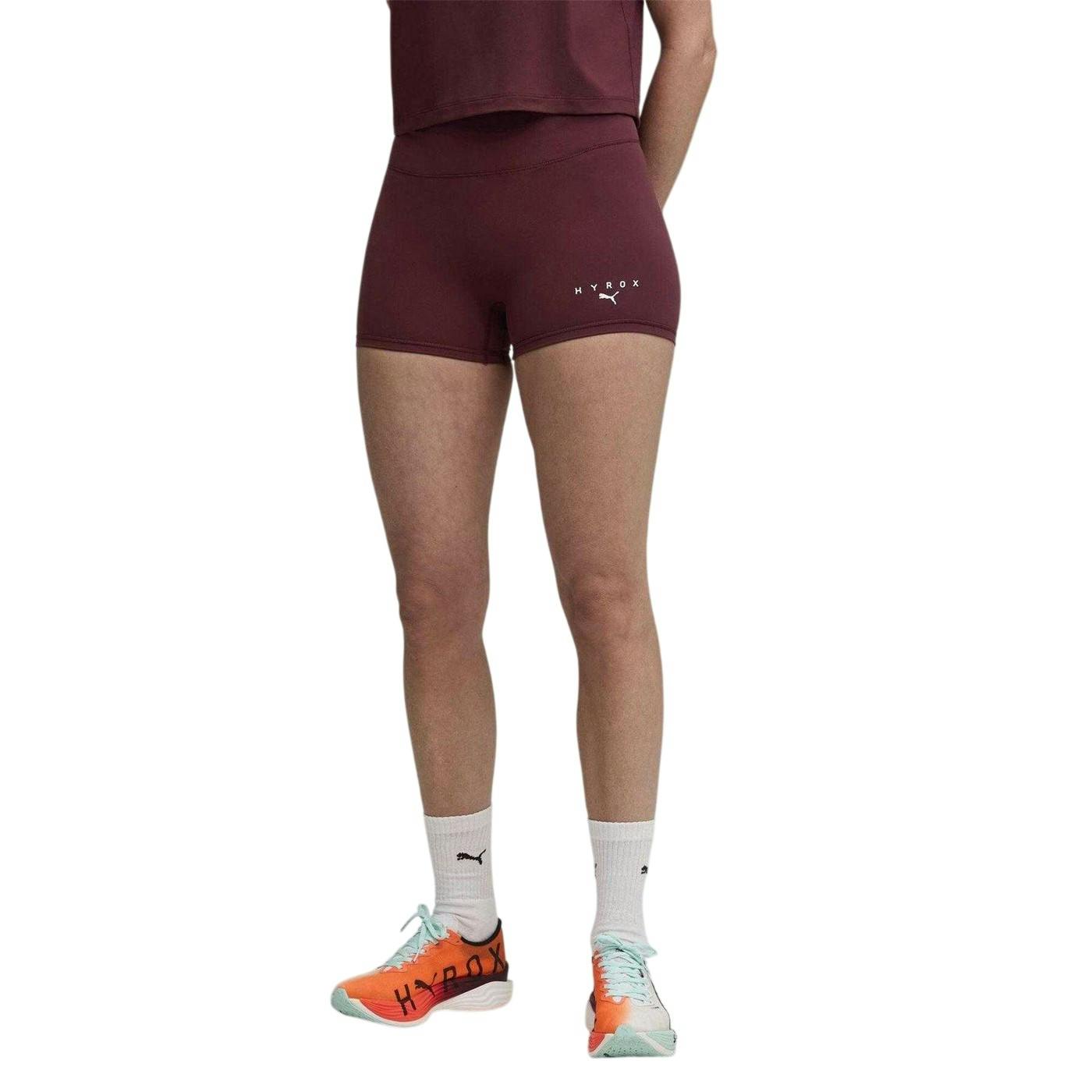 Puma Women's Red Hyrox Luxe Workout Shorts - Ruby - 12 Uk S - Ruby - 82% Nylon/18% Elastane