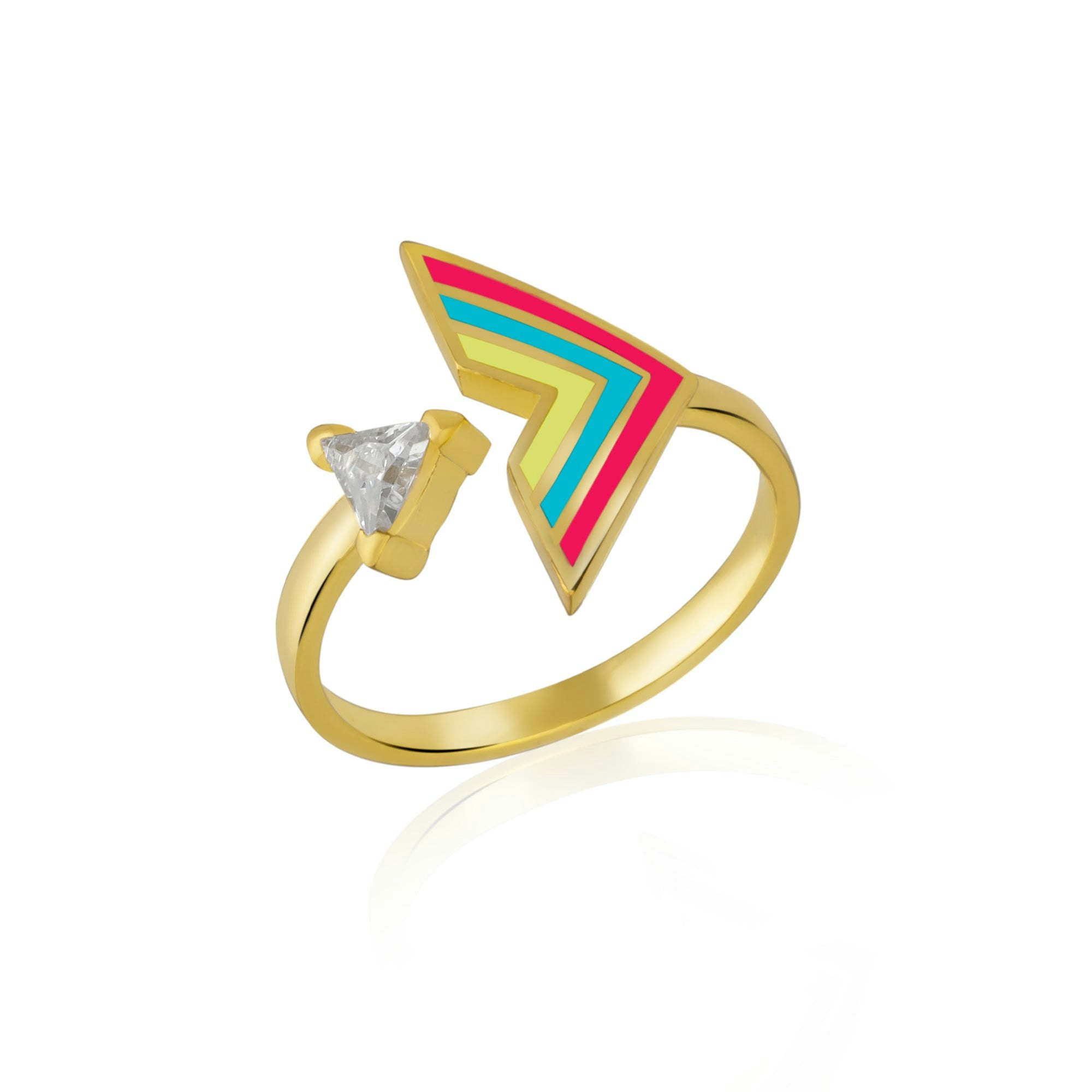 Spero London Silver Enamel Arrow Ring In Sterling