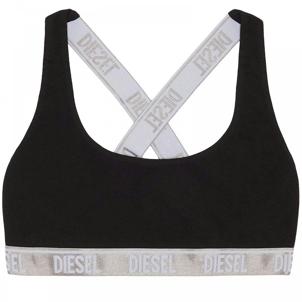 Diesel Black Cotton Stretch Bralette, - S