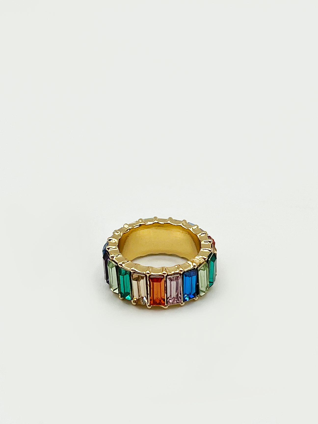 Svnx Light Crystal Gem Ring In Multicolour - S-M