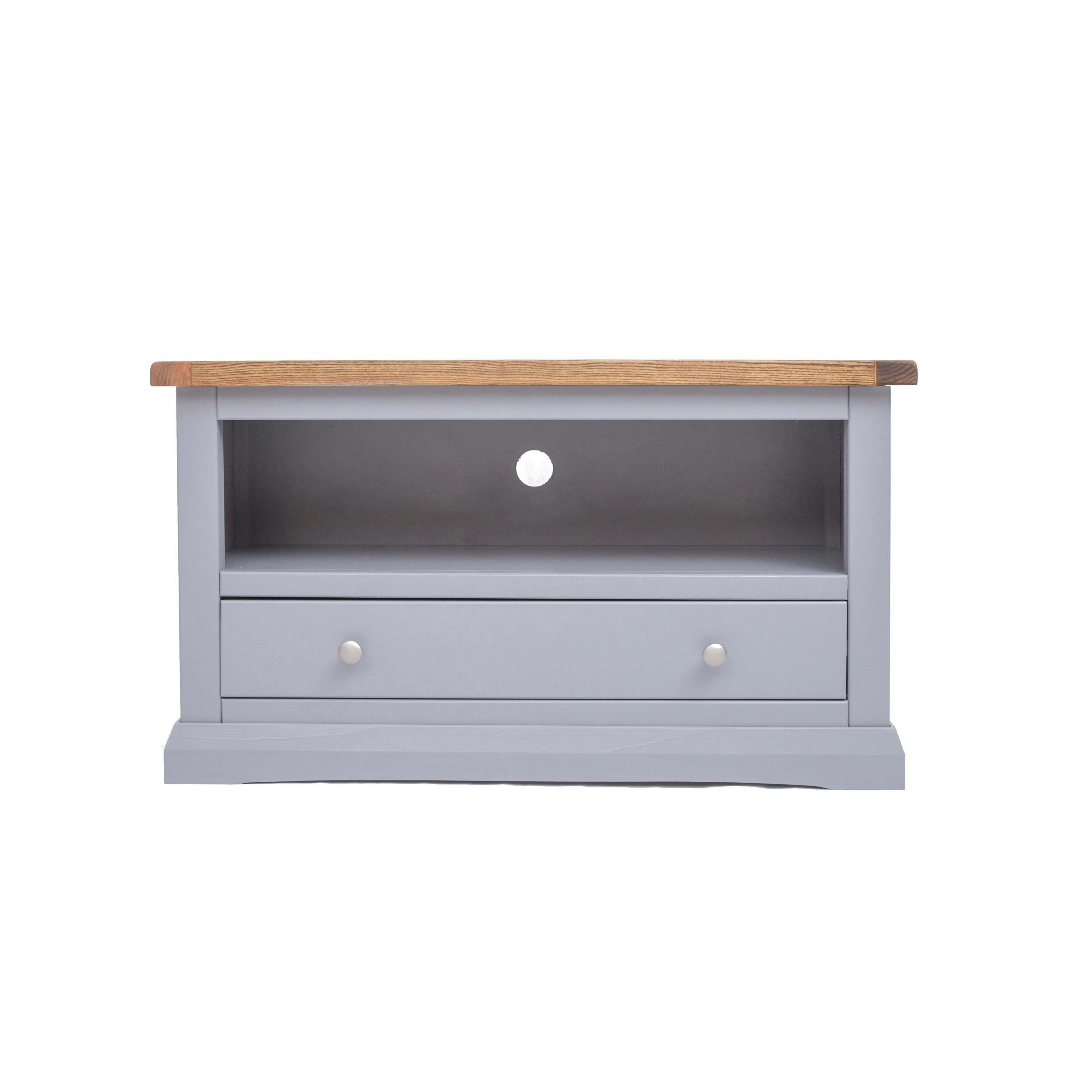 Rackhams Grey Rocca 1 Drawer Tv Cabinet Chrome Knob
