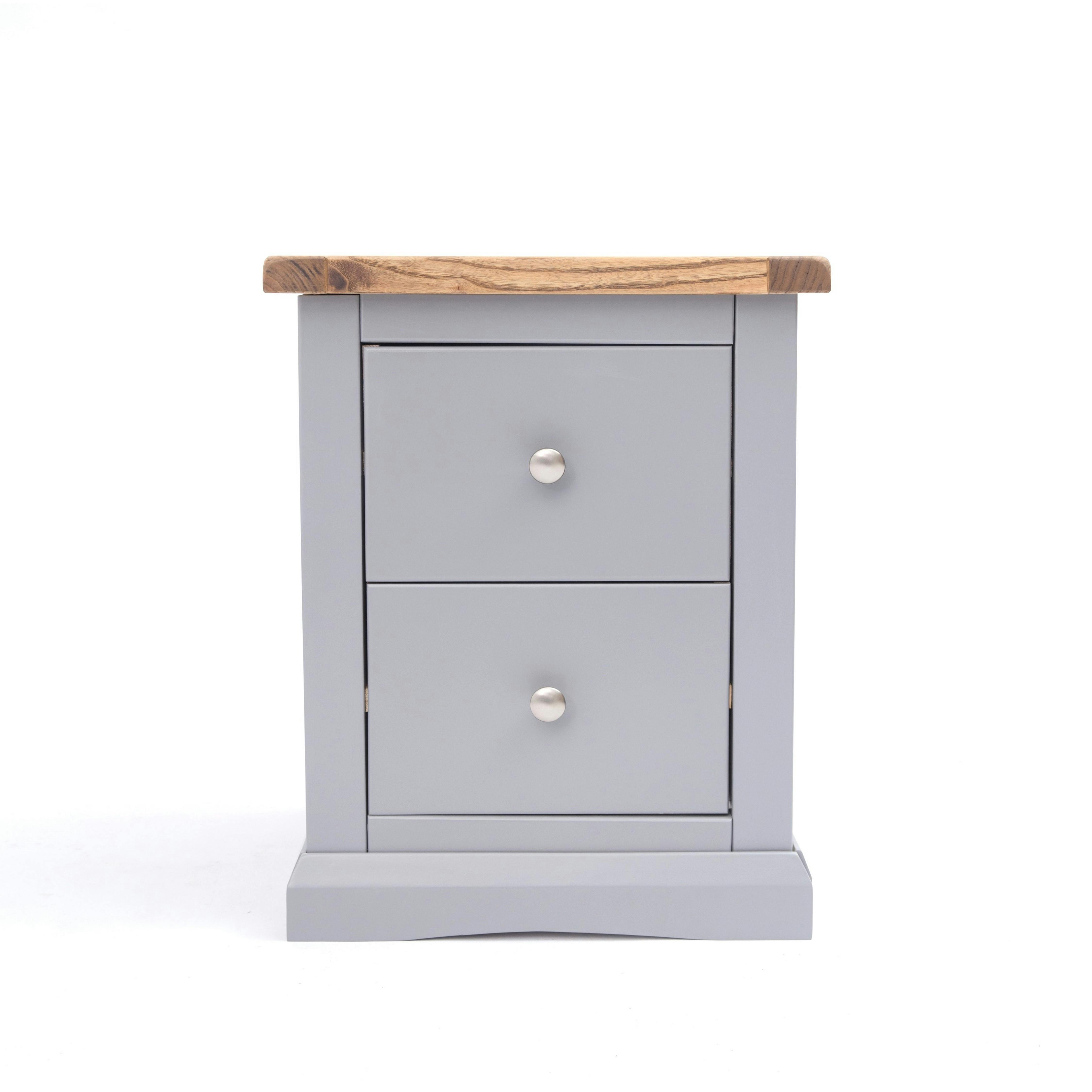 Cabinet Bits Grey Rocca 2 Drawer Bedside Table