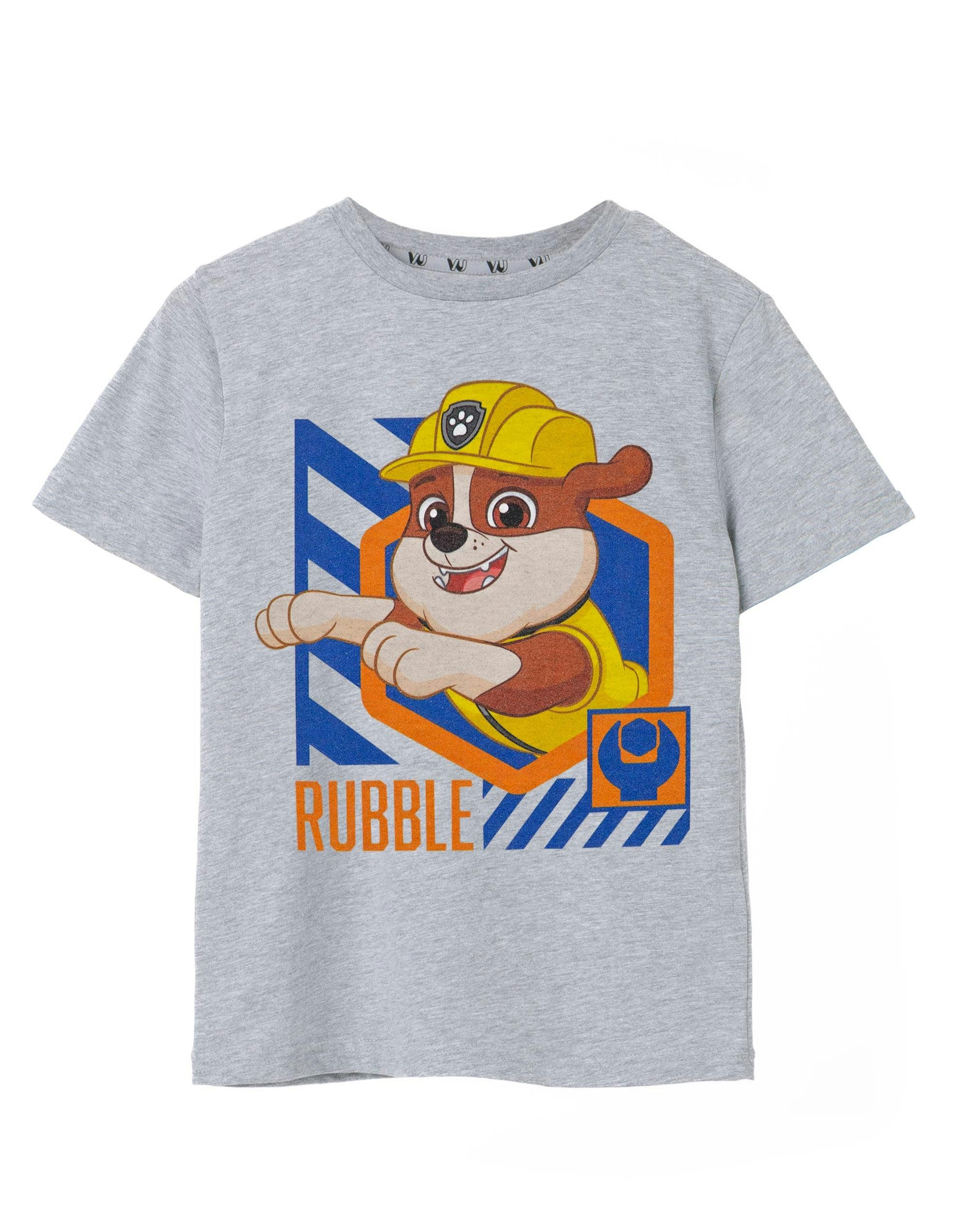 Vanilla Underground Boys Grey Paw Patrol Rubble Short Sleeved T-Shirt - 7-8 Years