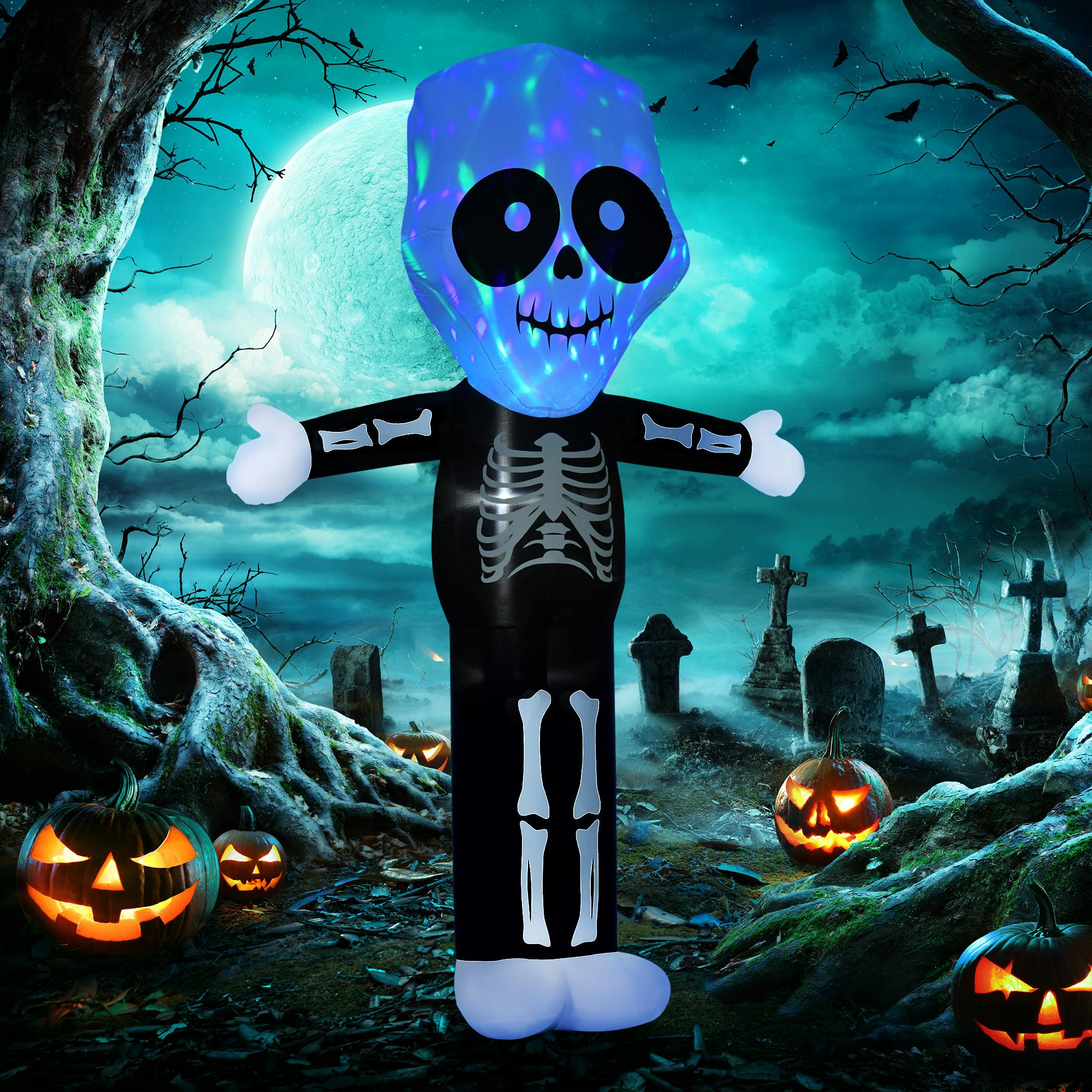 Homcom Unisex Multicolor Halloween Inflatable Skeleton Ghost Decoration Lighted Indoor Outdoor - Image 3