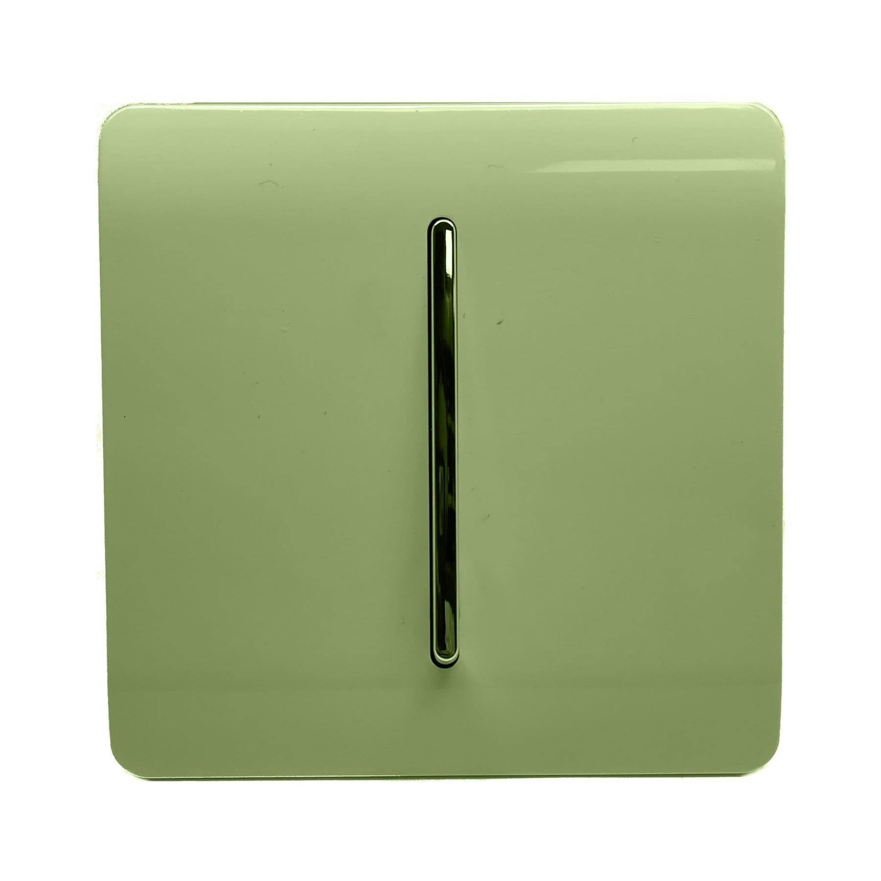 Trendi 1 Gang 2 Way 240V Screwless Raised Front Plate Plastic Artistic Modern Glossy 10 Amp Chrome Rocker Single Electrical Wall Light Switch Moss Green - ART-SS2MG - Image 6