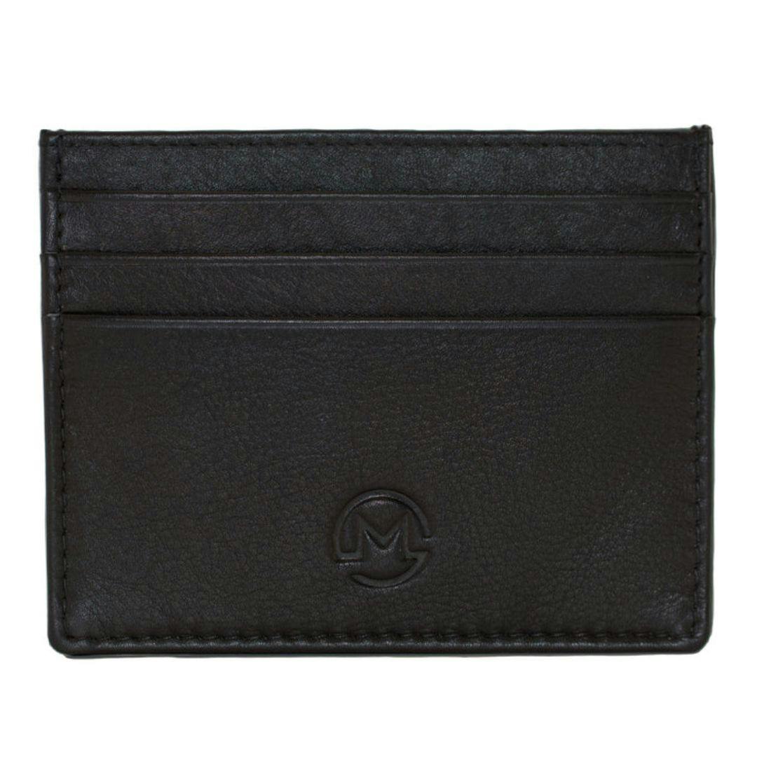 Mala Leather Black Origin Plain Leather Card Holder With Zip Pocket