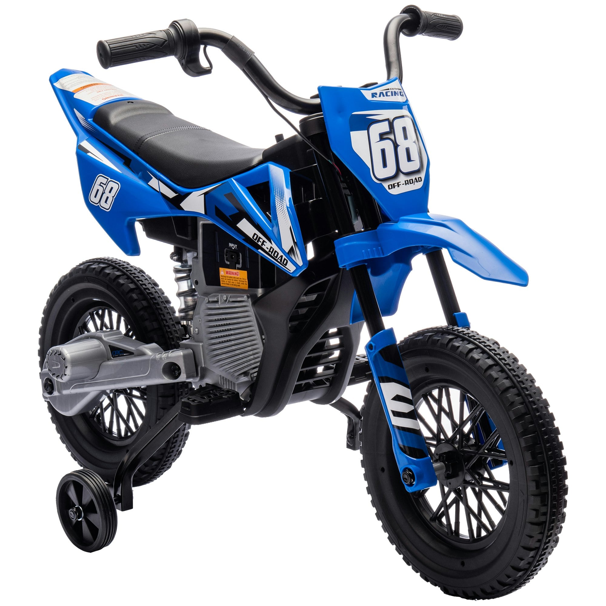 Aiyaplay Blue 12V Kids Electric Motorcycle W/ Twist Grip Throttle, Music,