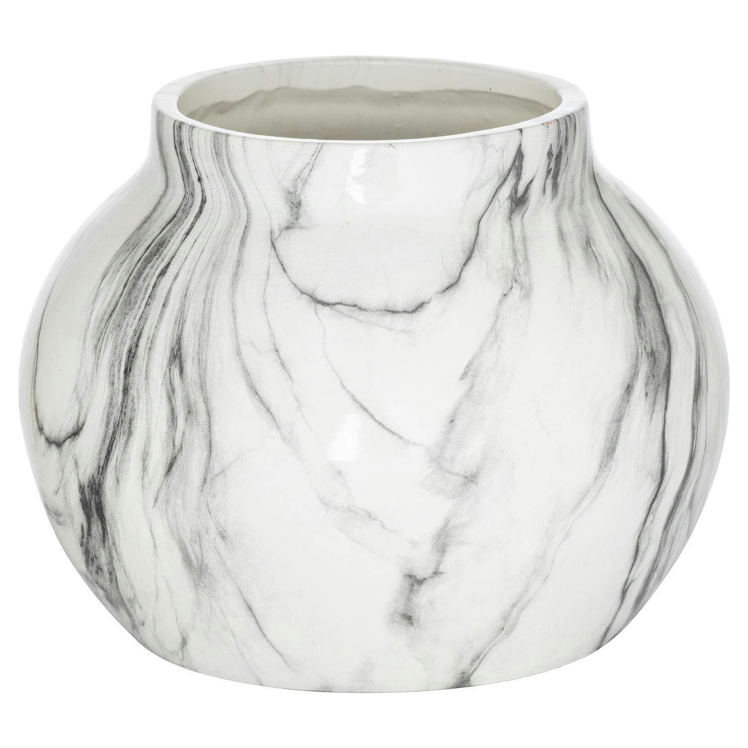 Rackhams White/Grey Marble Planter - 20Cm X 26Cm X 26Cm - 100% Mixed