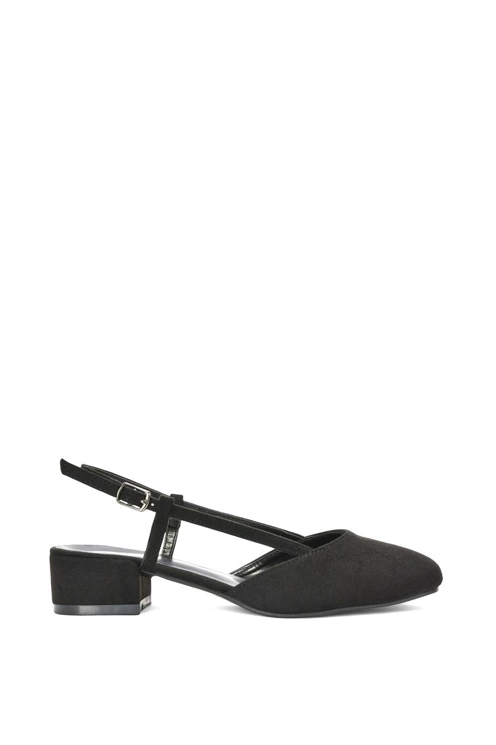 Xy London Women's Black Slingback Court Shoes With Low Block Heel - 5