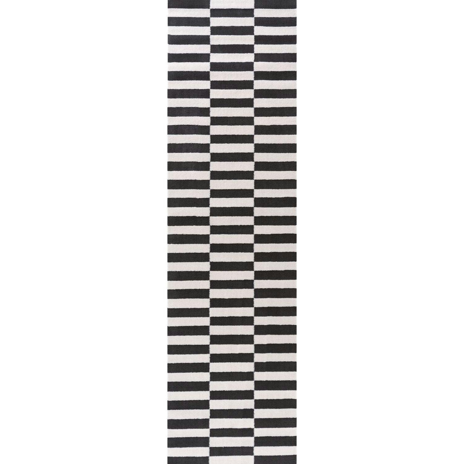 THE RUGS Loft Striped Living Room Area Rug & Runners Soft Pile in Dark Grey | Size: 80cm x 300cm - Image 2