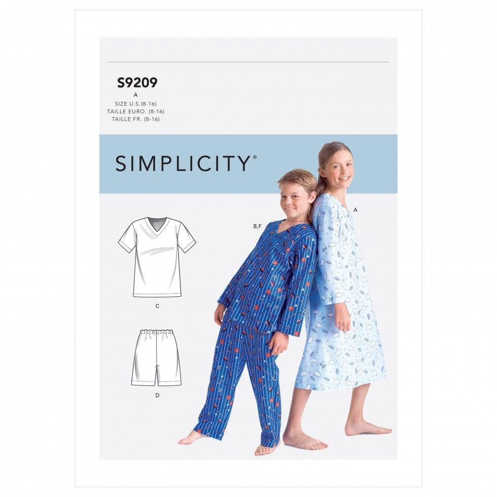 Simplicity Sewing Pattern 9209, Pyjamas For Kids, A (8-10-12-14-16) - Easy - A (8-10-12-14-16)