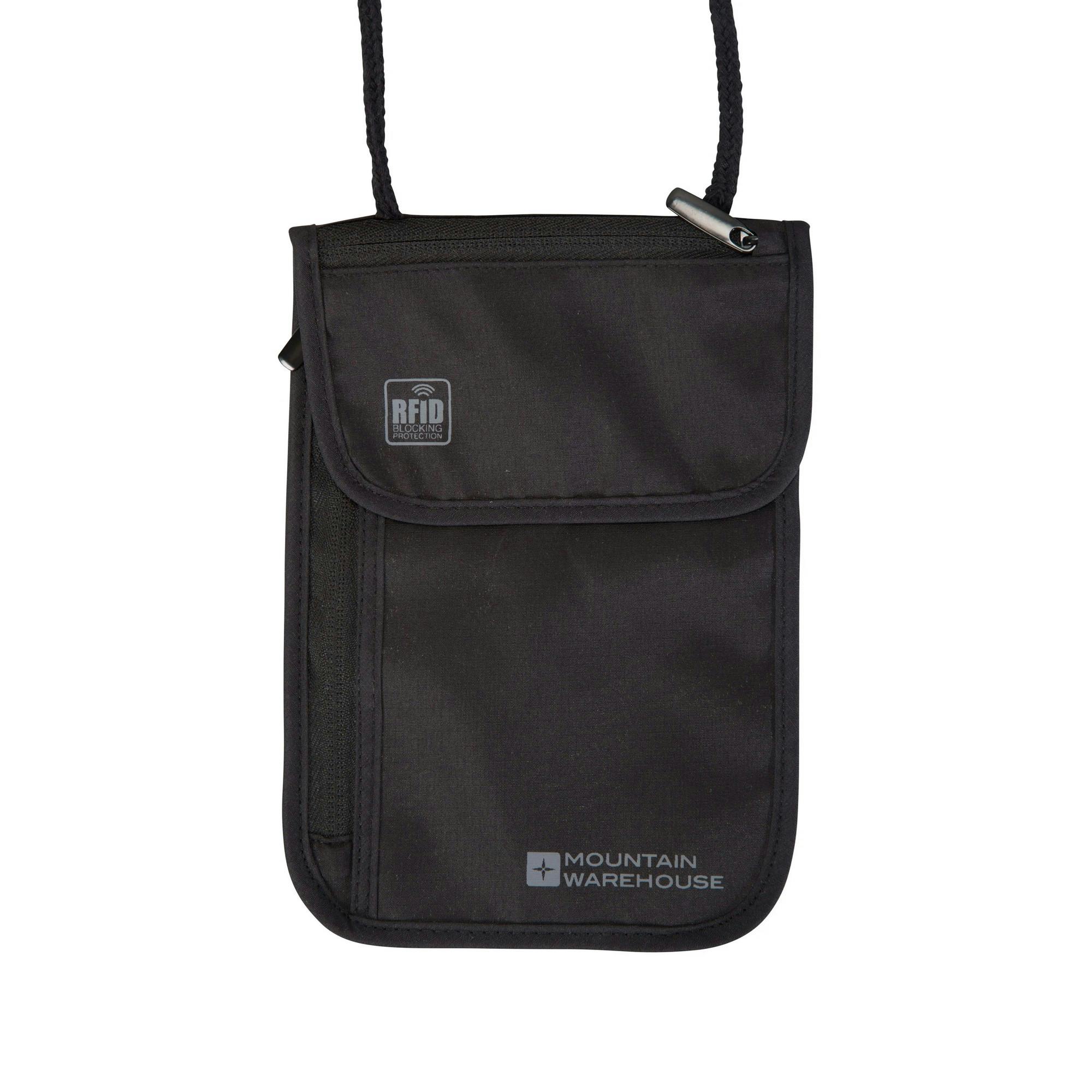 Mountain Warehouse Black Logo Rfid Blocking Neck Pouch - One Size - 100% Polyester