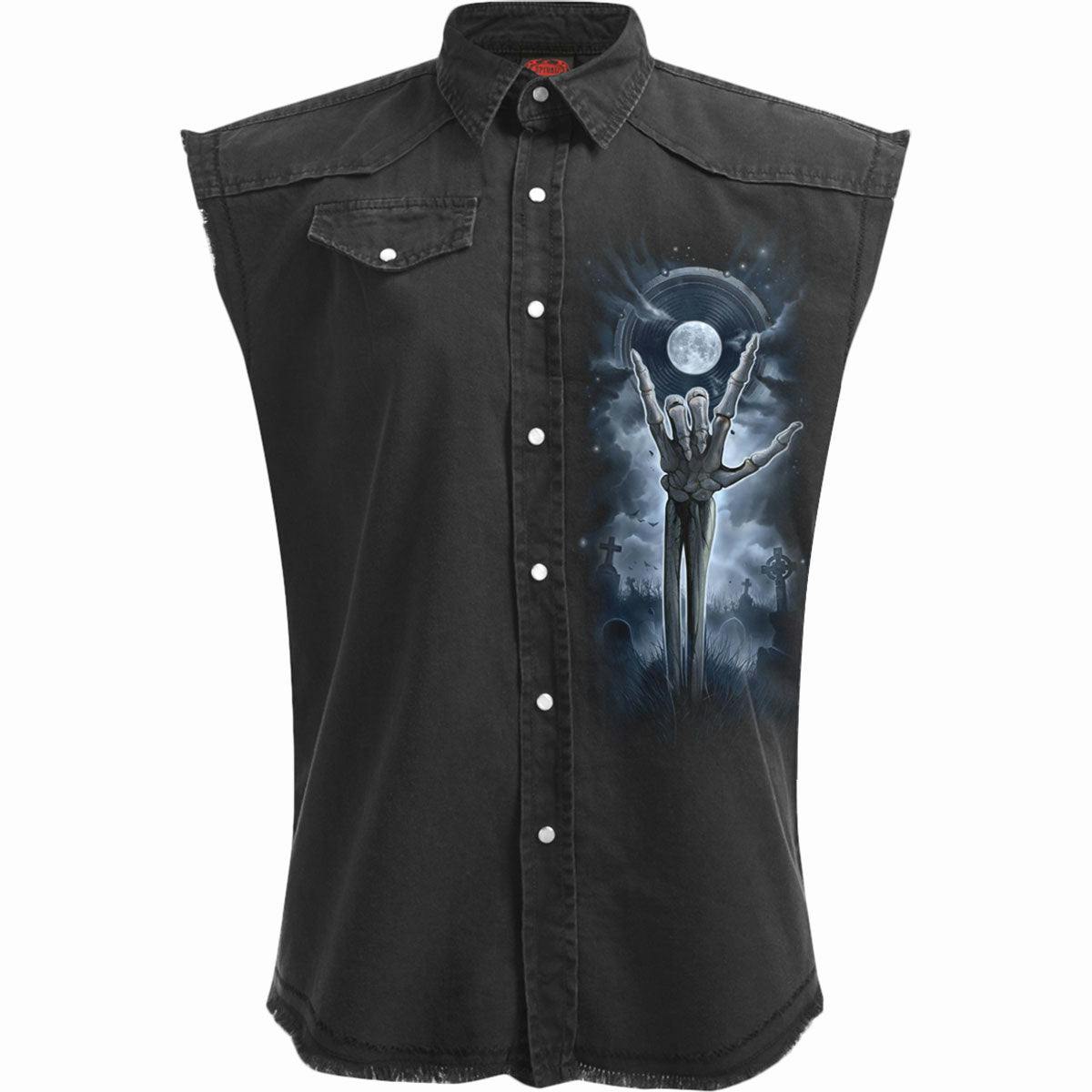 Spiral Direct Black Grim Rocker - Sleeveless Stone Washed Worker - L - Screen