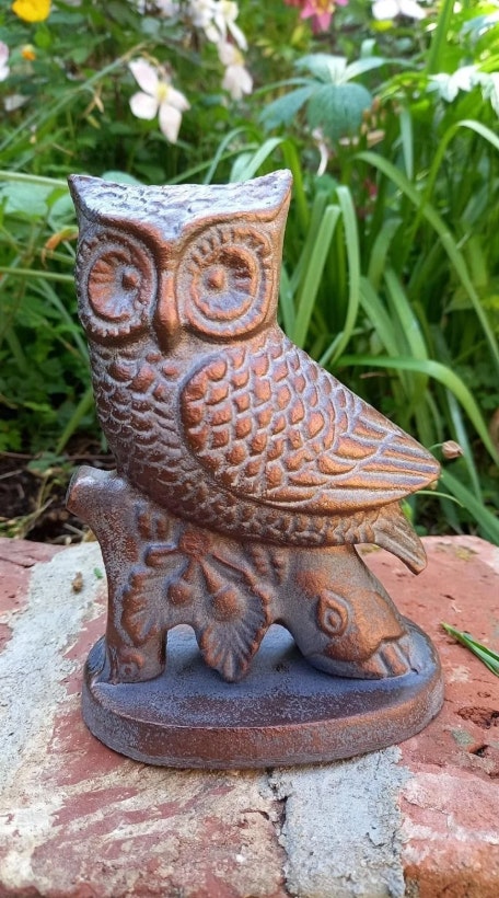 Rackhams Bronze Small Owl On Oak Branch Ornament Sculpture - Cast Aluminium - Small - 1