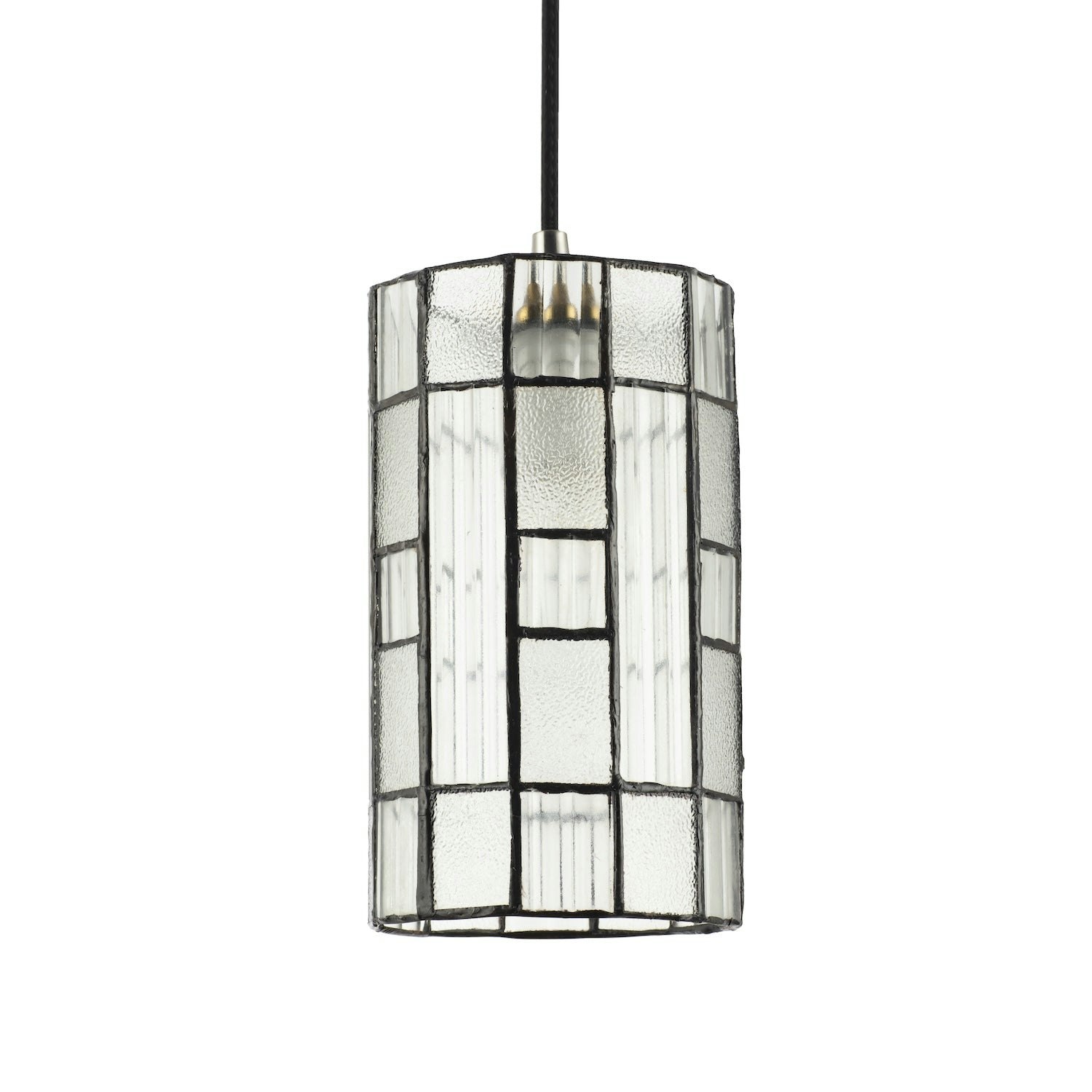 Happy Homewares Light Cylindrical Traditional Tiffany Easy Fit Shade With Frosted And Ribbed Panels 12Cm