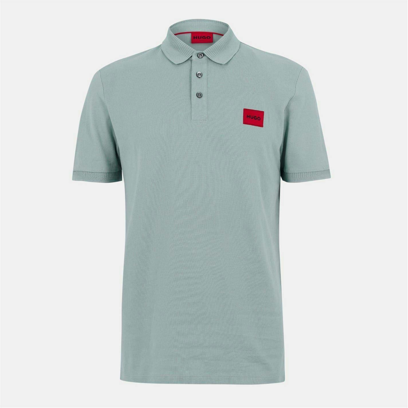 Hugo Men's Light/Green Deruso Polo Shirt - L - 100% Cotton