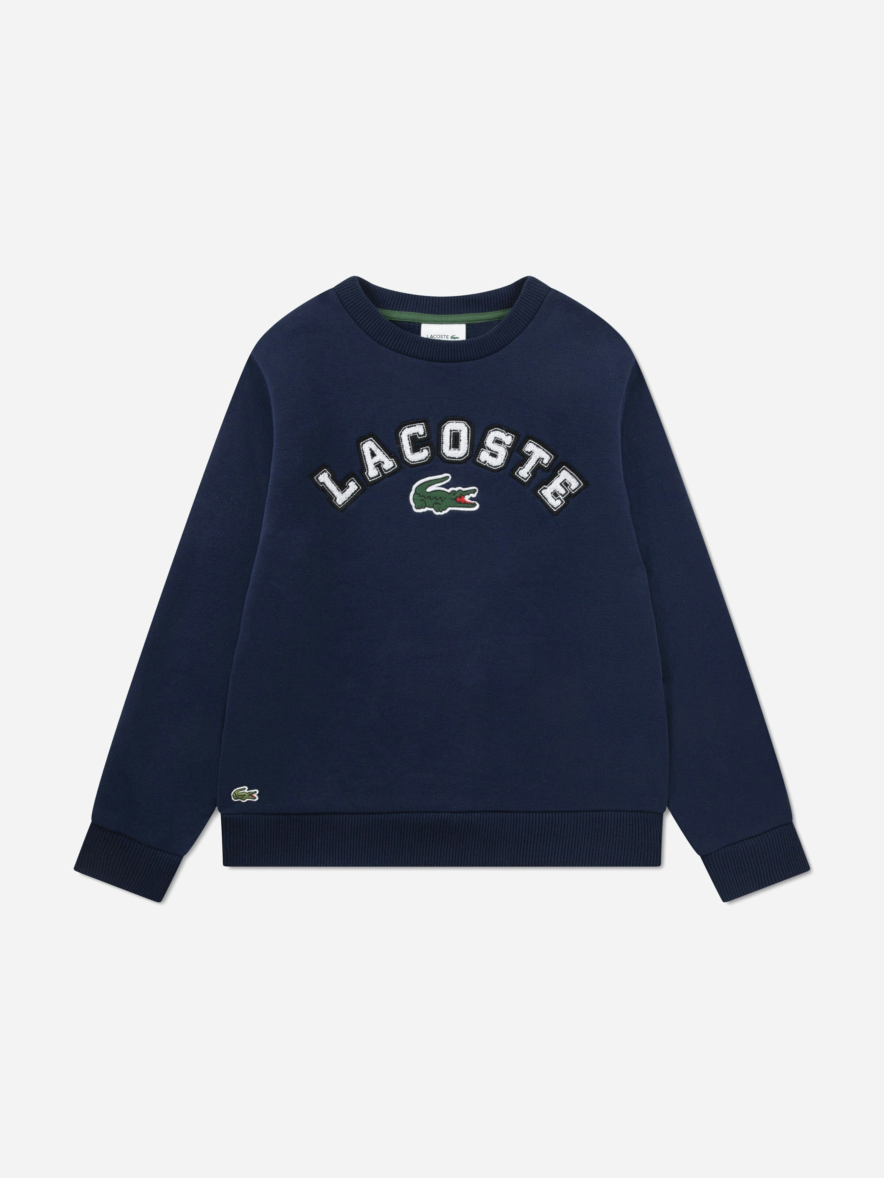 Lacoste Kids Boys Blue Lacoste Chenille Logo Sweatshirt In Navy - 6 Yrs