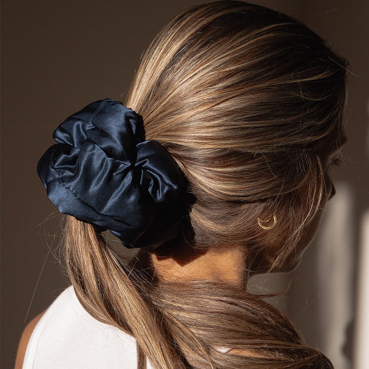 Drowsy Sleep Co Blue Pillow Scrunchie - Midnight