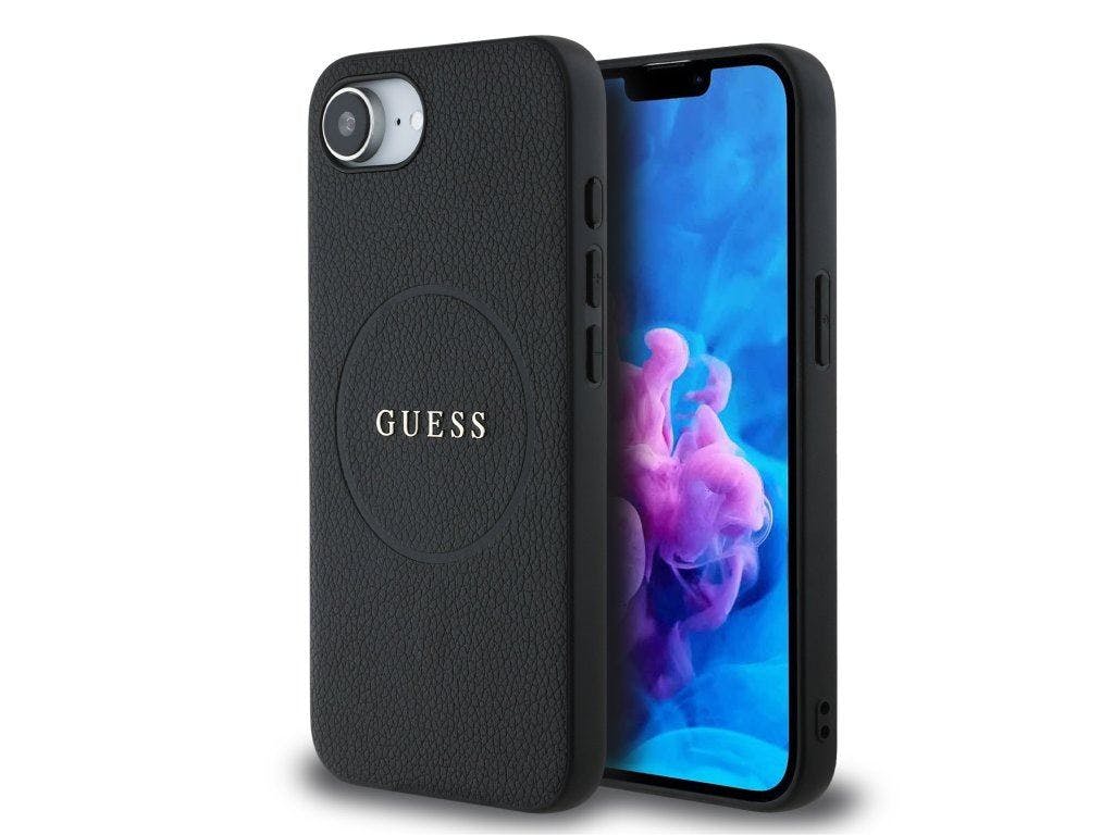 Guess Black Pu Grained Classic Logo Case With Magsafe For Iphone 16E 6.1" - Guhmpse4pghsmmk