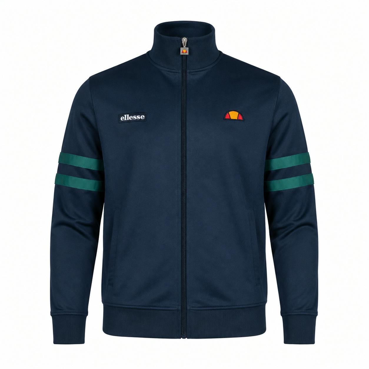 Ellesse Roma Track Top Jacket for Men in Navy and Teal with Funnel Neck and Full Zip, Size L - Image 4