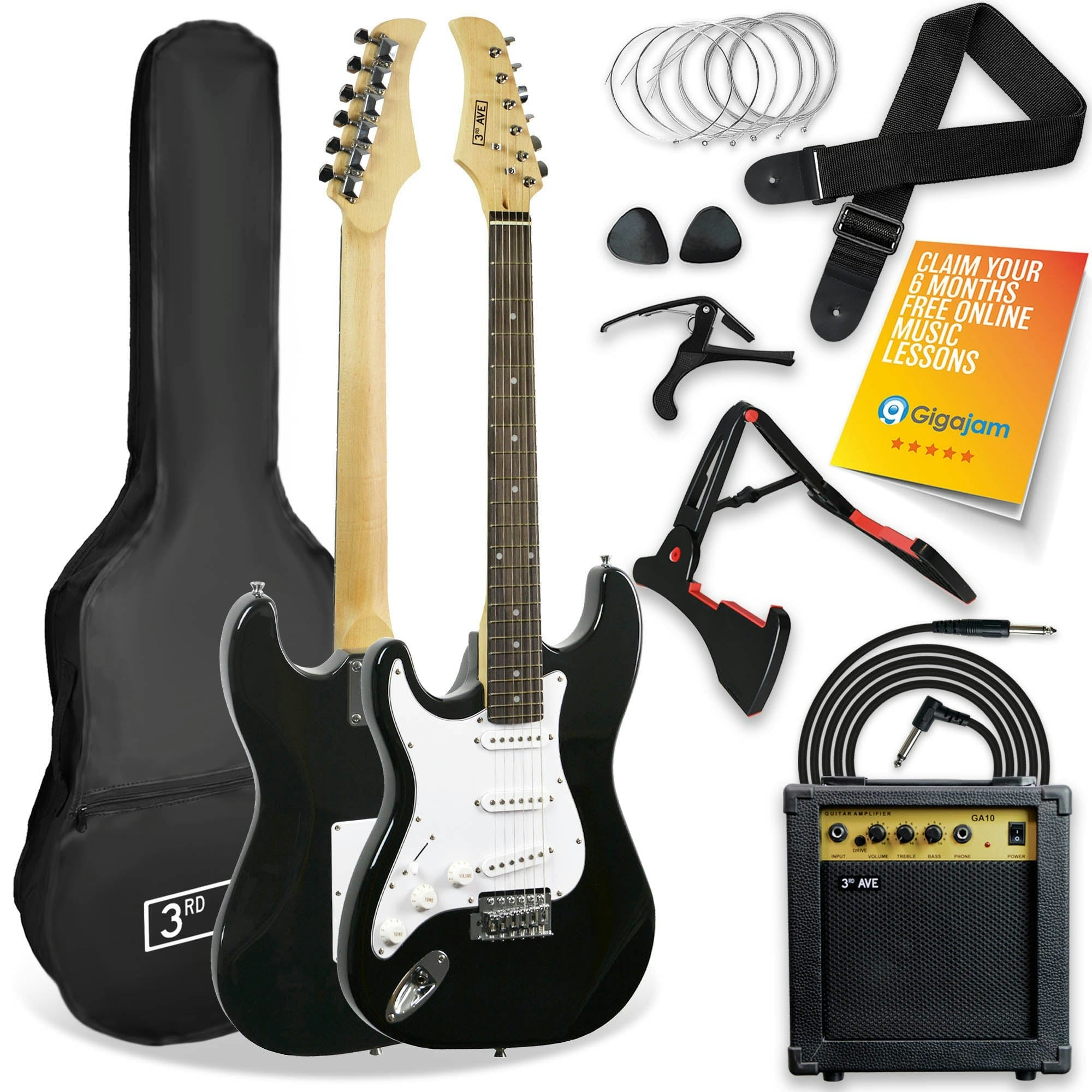 3Rd Avenue Black 4/4 Size Electric Guitar Pack - Left Hand