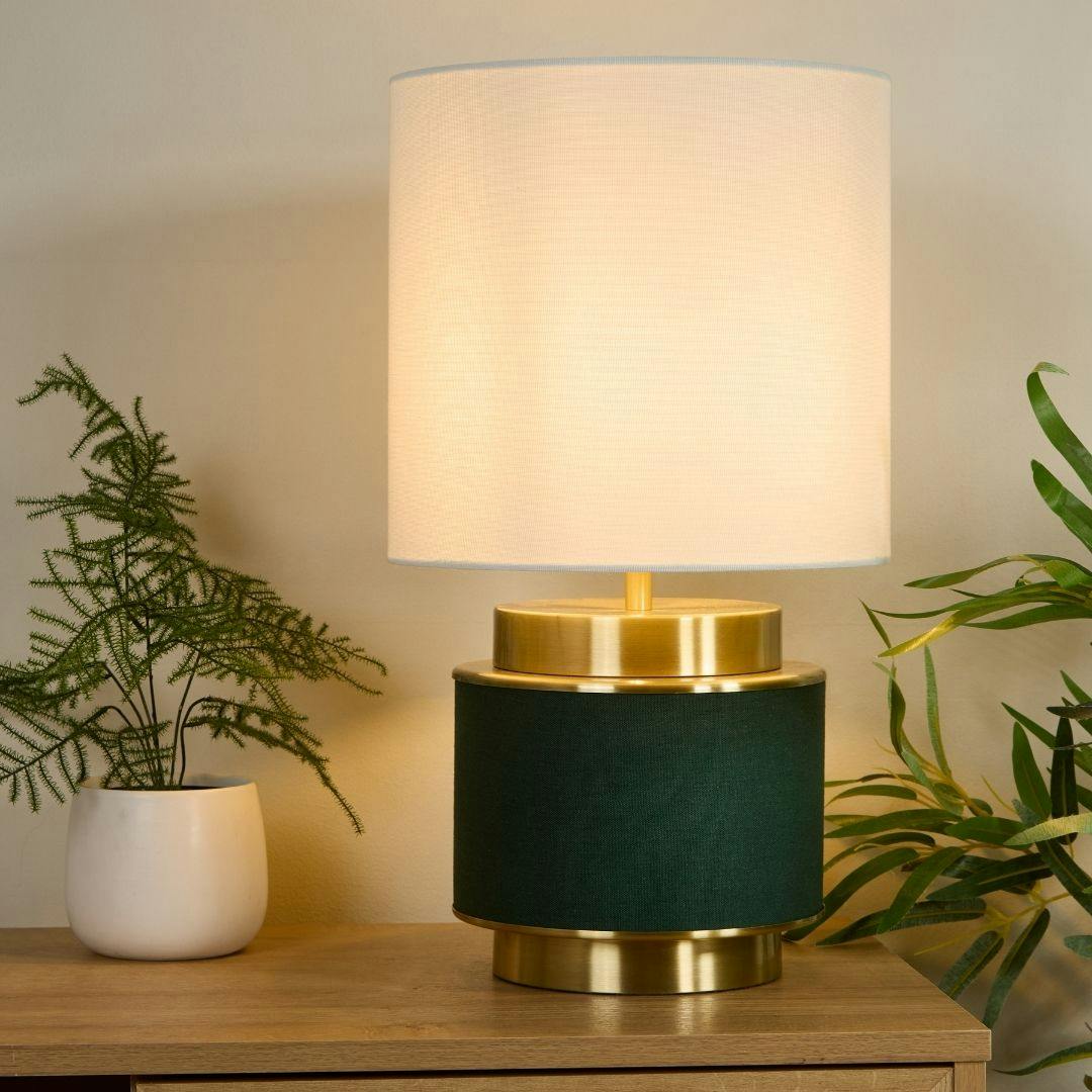 Rackhams Green Marriot & Antique Brass Table Lamp