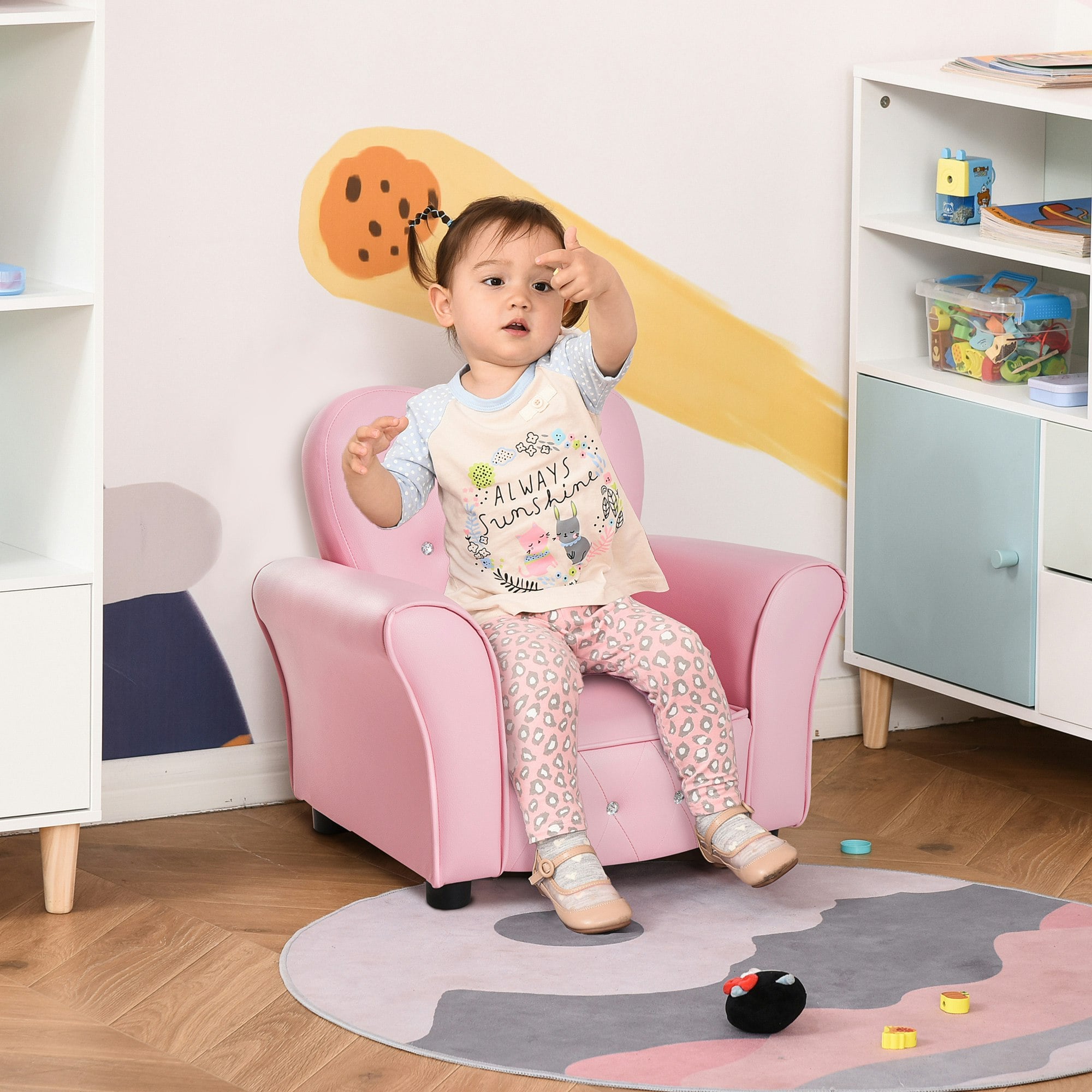 Rackhams Girls Kids Mini Sofa Children Armchair Seating Chair Princess Sponge