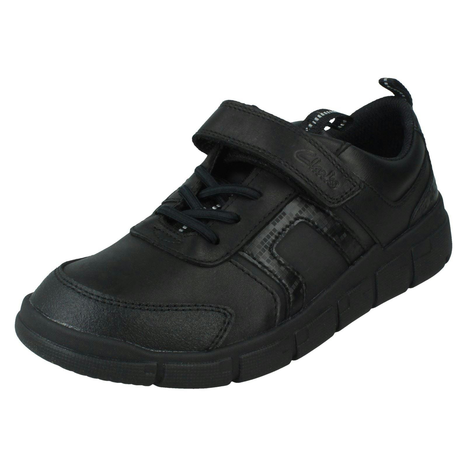 Clarks Boys Black School Shoes Encode Bright - Leather - Uk 10.5 Child - F