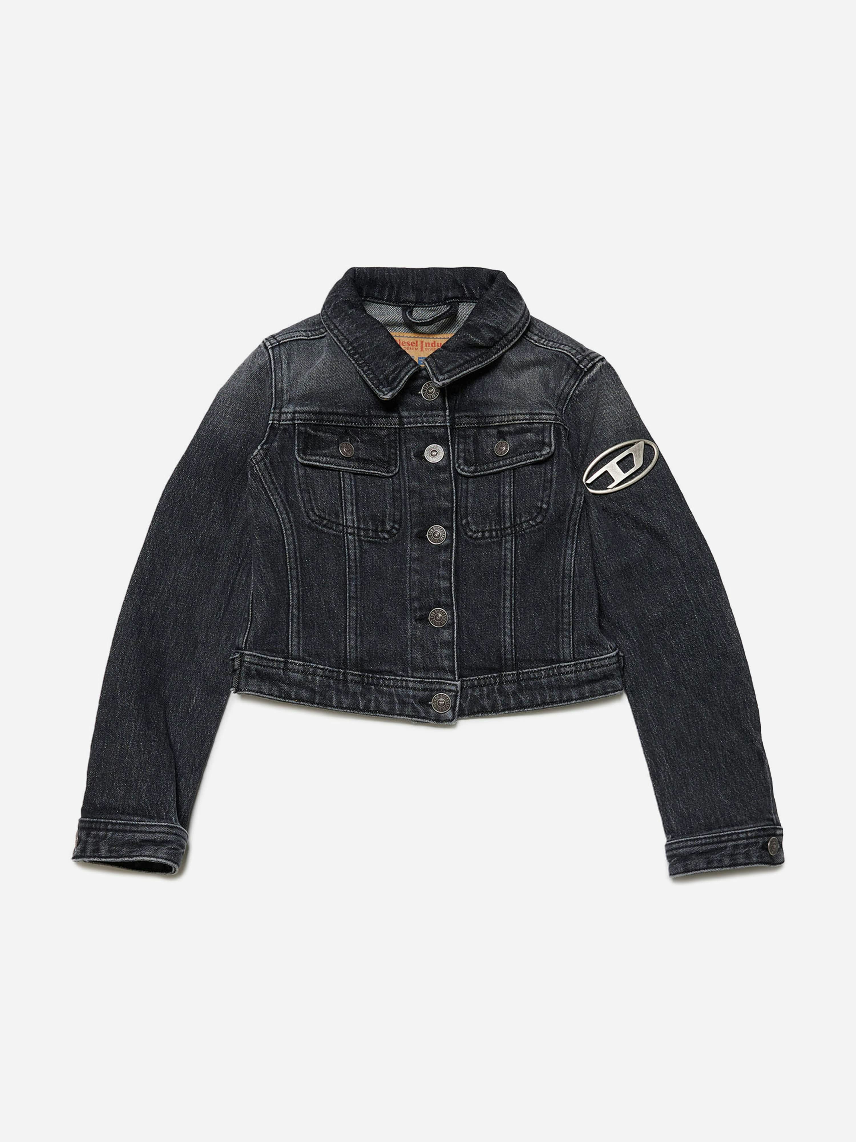 Diesel Girls Black Denim Jacket In - 10 Yrs