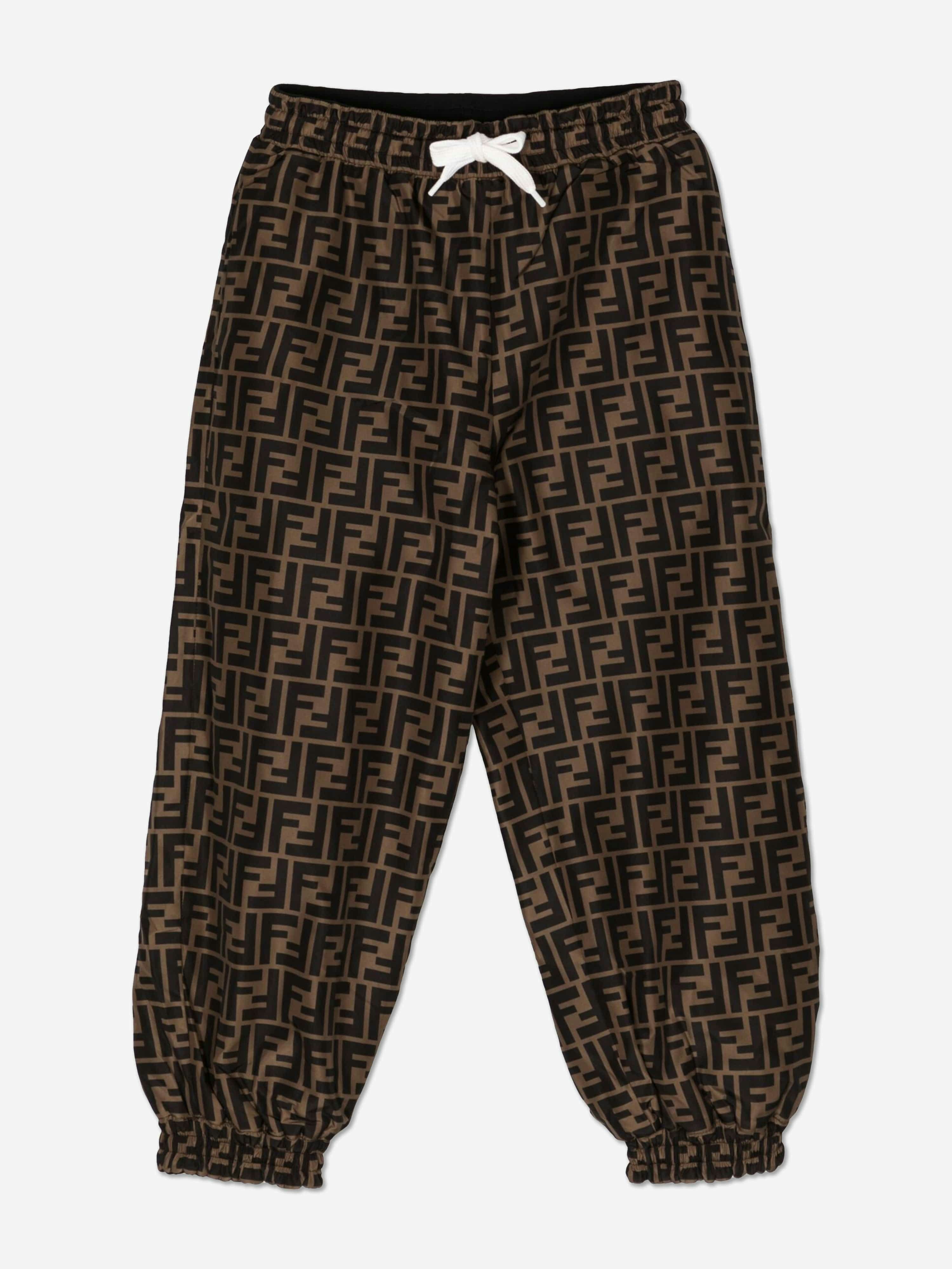 Fendi Kids Brown Ff Logo Joggers In - 6 Yrs