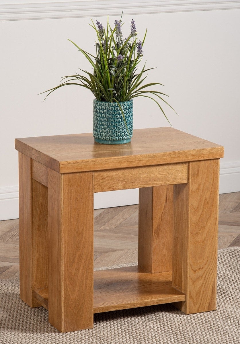 Rackhams Brown Dakota Solid Oak Lamp Table For Living Room