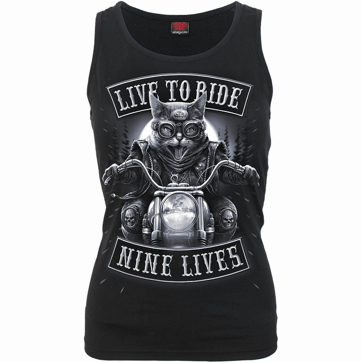 Spiral Direct Black Nine Lives - Razor Back Top - M - Digital - Digital