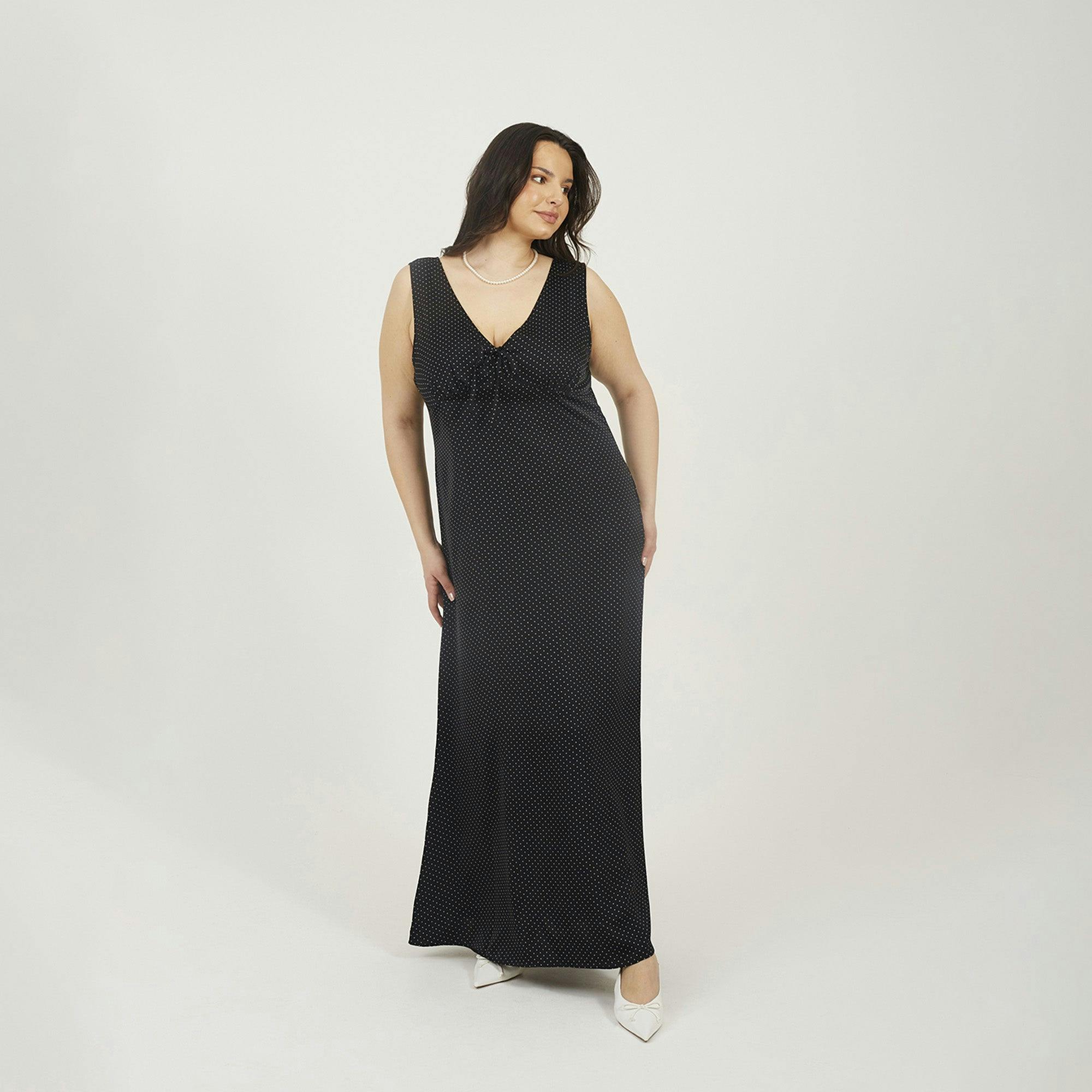 Brave Soul Black Plus Sleeveless Satin Maxi Dress - 24