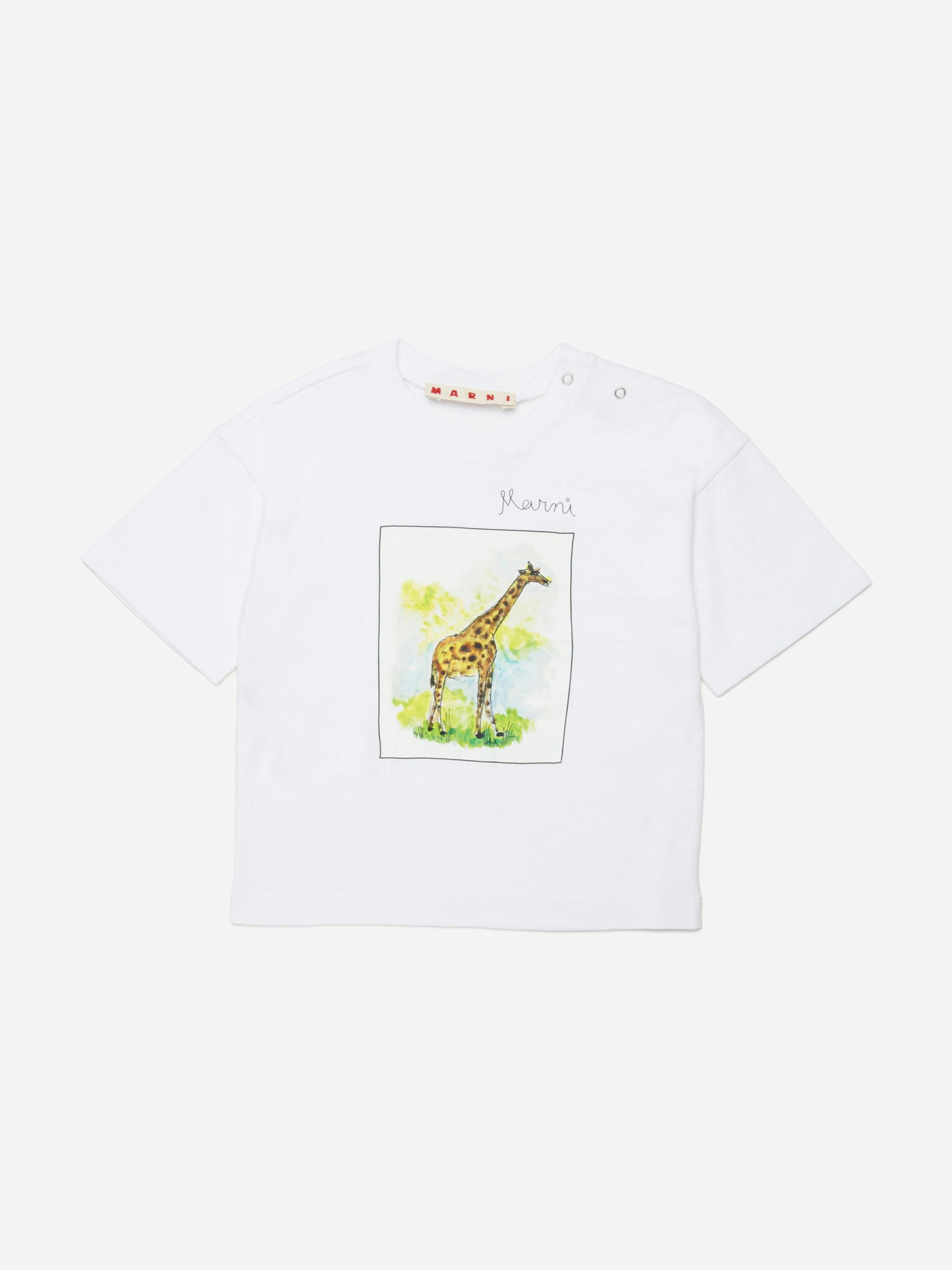 Marni Kids Unisex Kids White Marni Baby Giraffe Print T-Shirt In - 24 - 36 Mths