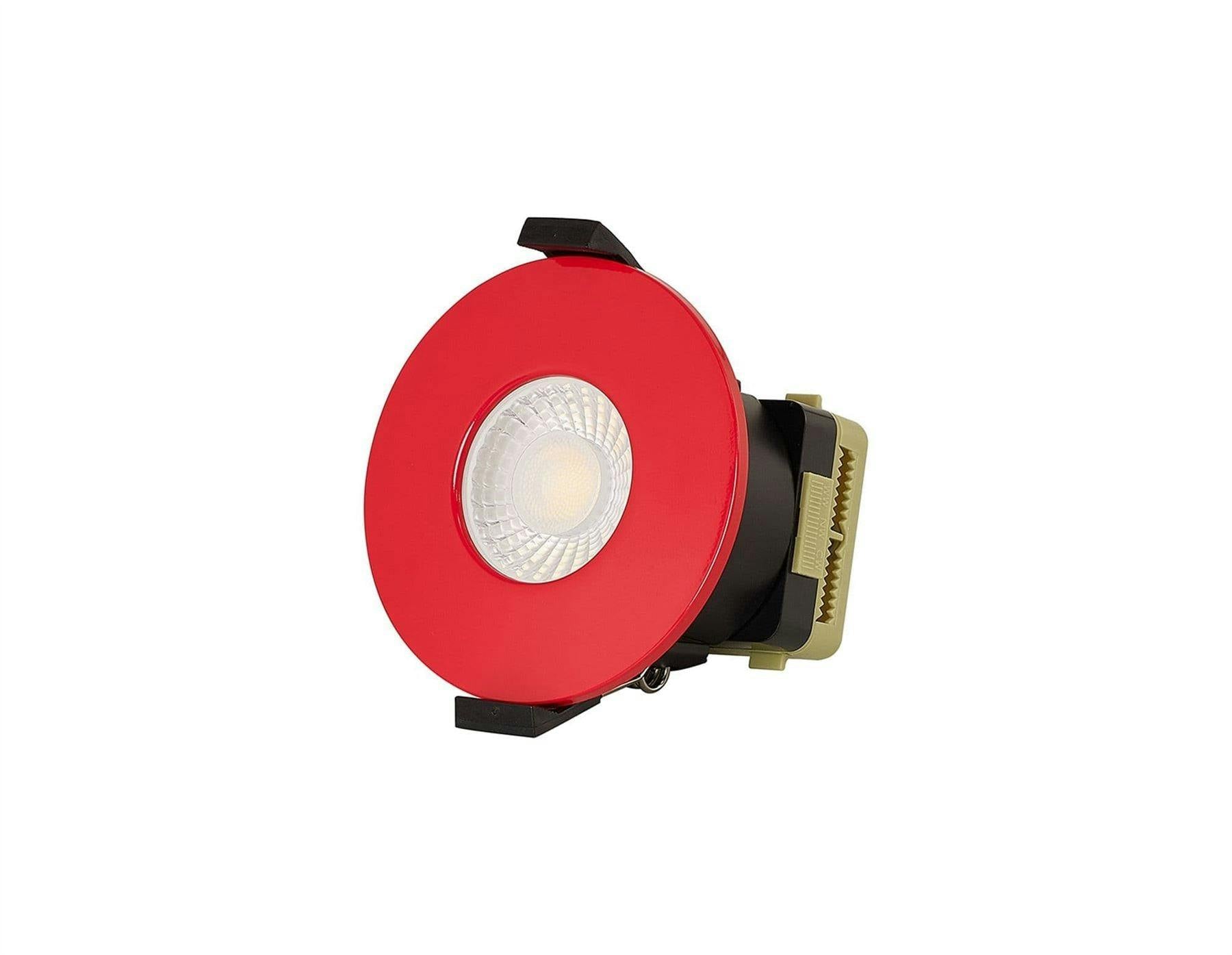 Rackhams Red Dimmable Ip65 Cct Led Fire Rated Downlight In Strawberry