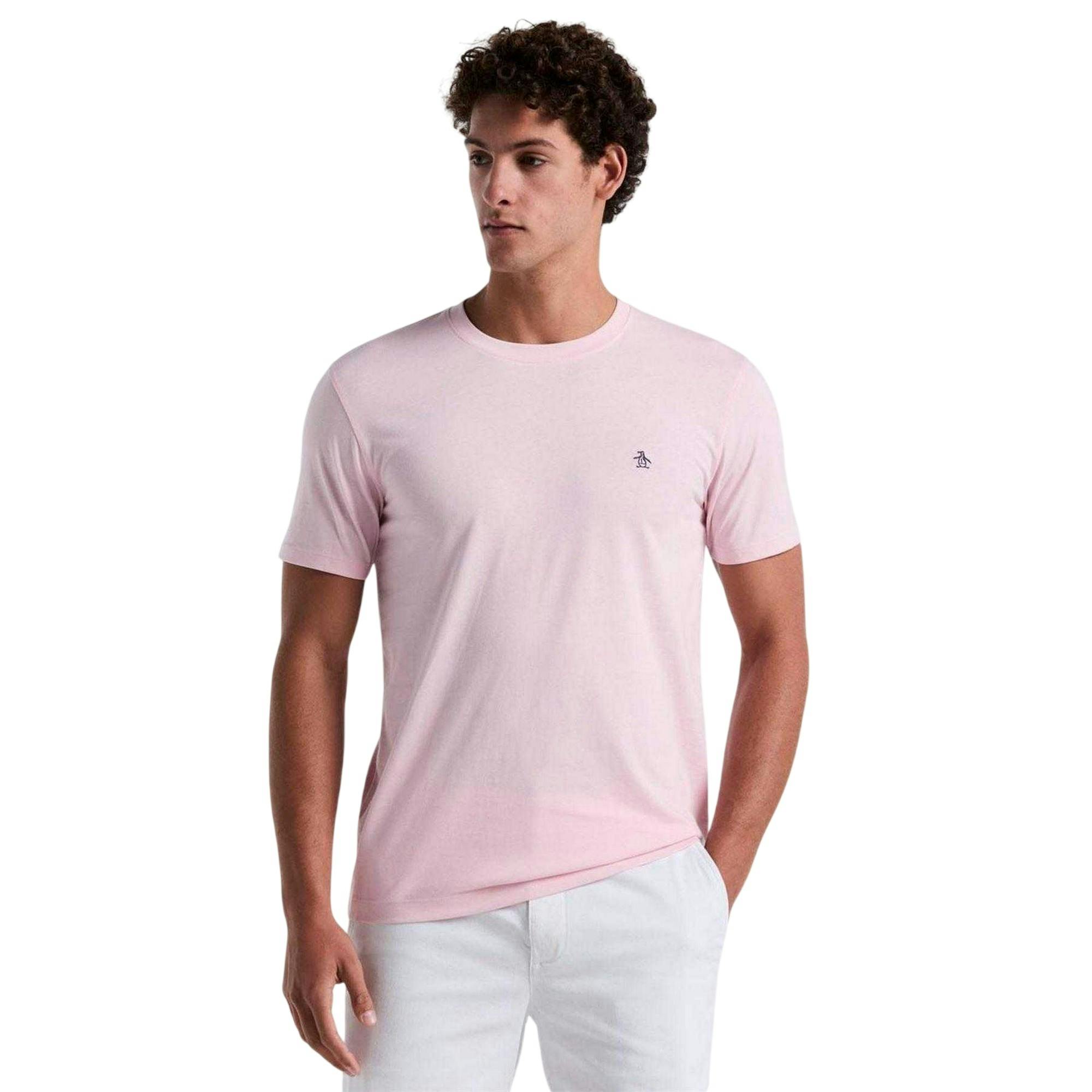 Original Penguin Men's Pink Pete Embroidered Logo T-Shirt - S - 100% Cotton