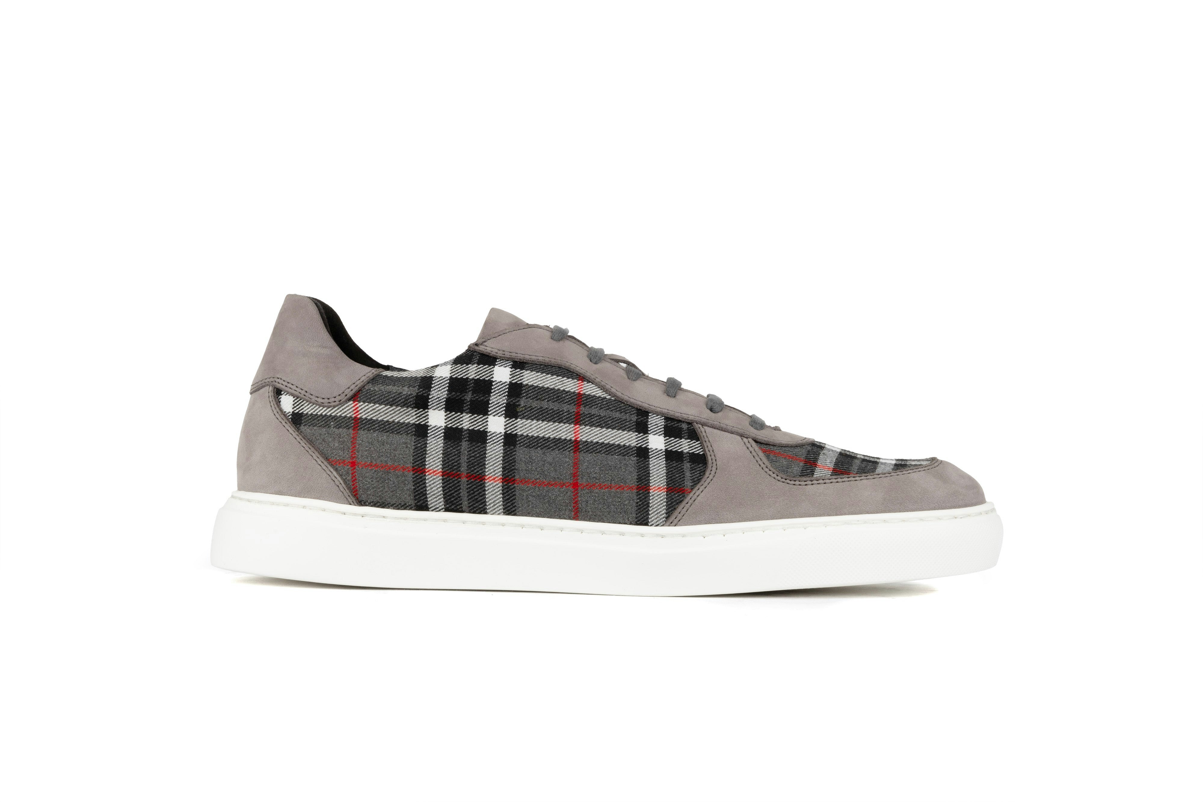 Embassy London Men's Grey Strada - Tartan - Tartan Suede & Leather Trainer - Uk 6.5 / Eu 40 / Us 7.5