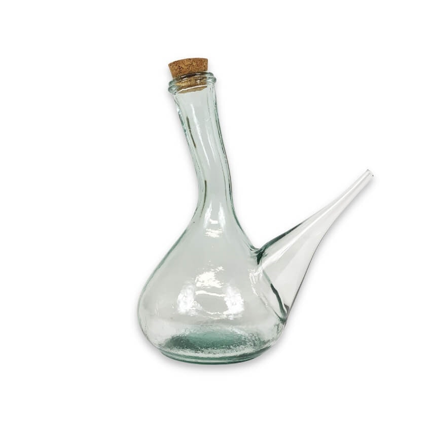 Rackhams Spanish Porron Decanter/Pourers With Cork - Recycled Glass - Clear - 750Ml - 20Cm W X 23Cm H