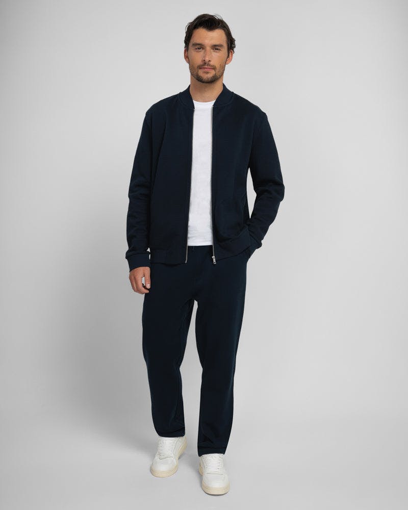 Steel & Jelly Black Tarporley - Pique Jersey Bomber - Navy - M