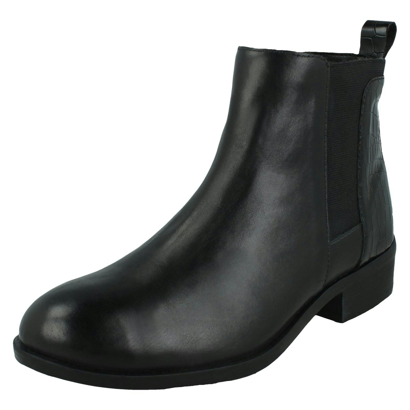 Leather Collection Women's Black Zip Up Chelsea Boots F51174 - Uk 5