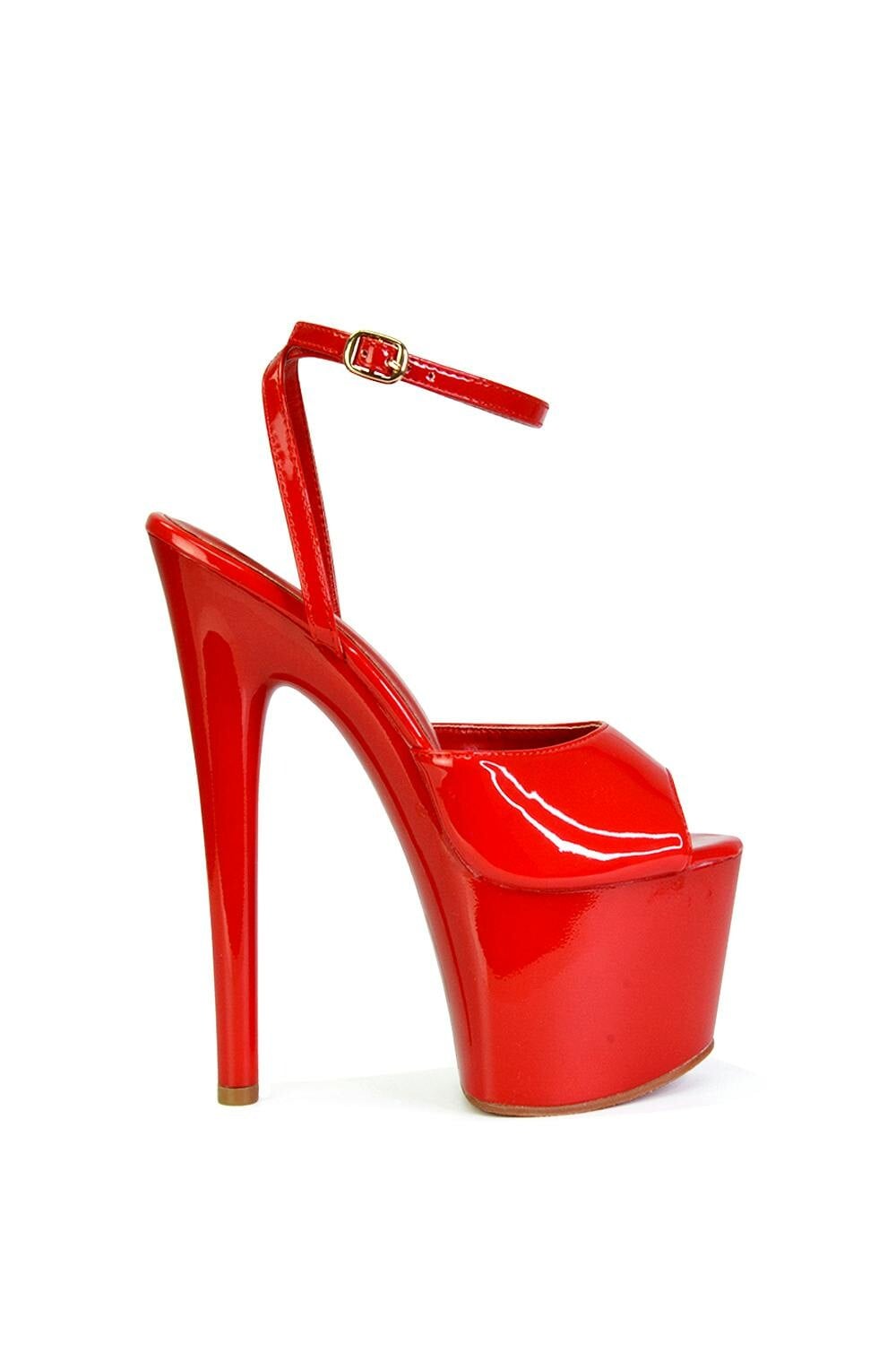 Xy London Women's Red Strappy Peep Toe Stiletto High Heel Platform Shoes - 3