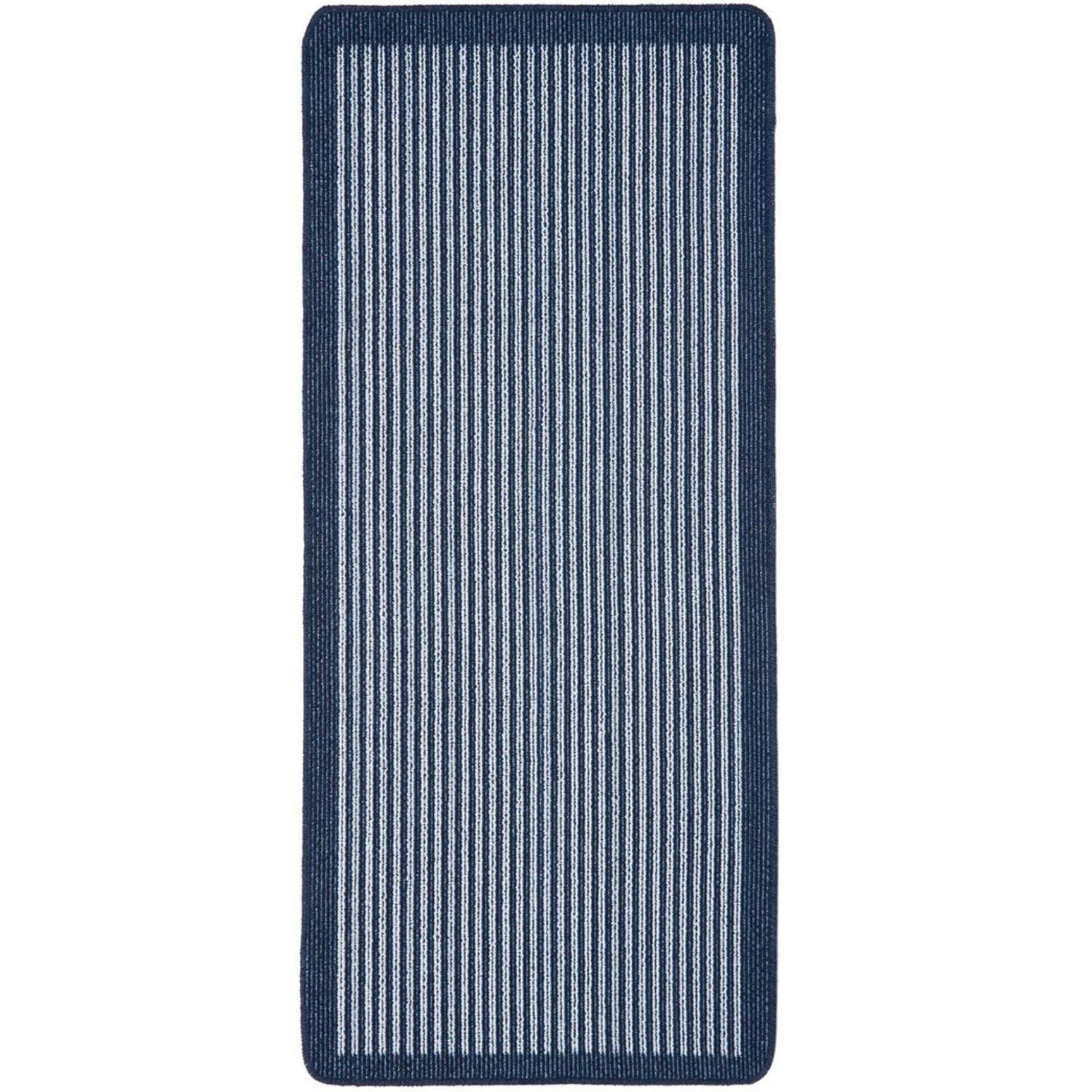 The Rugs Blue Washable Striped Mat And Runner - 67X150 Cm