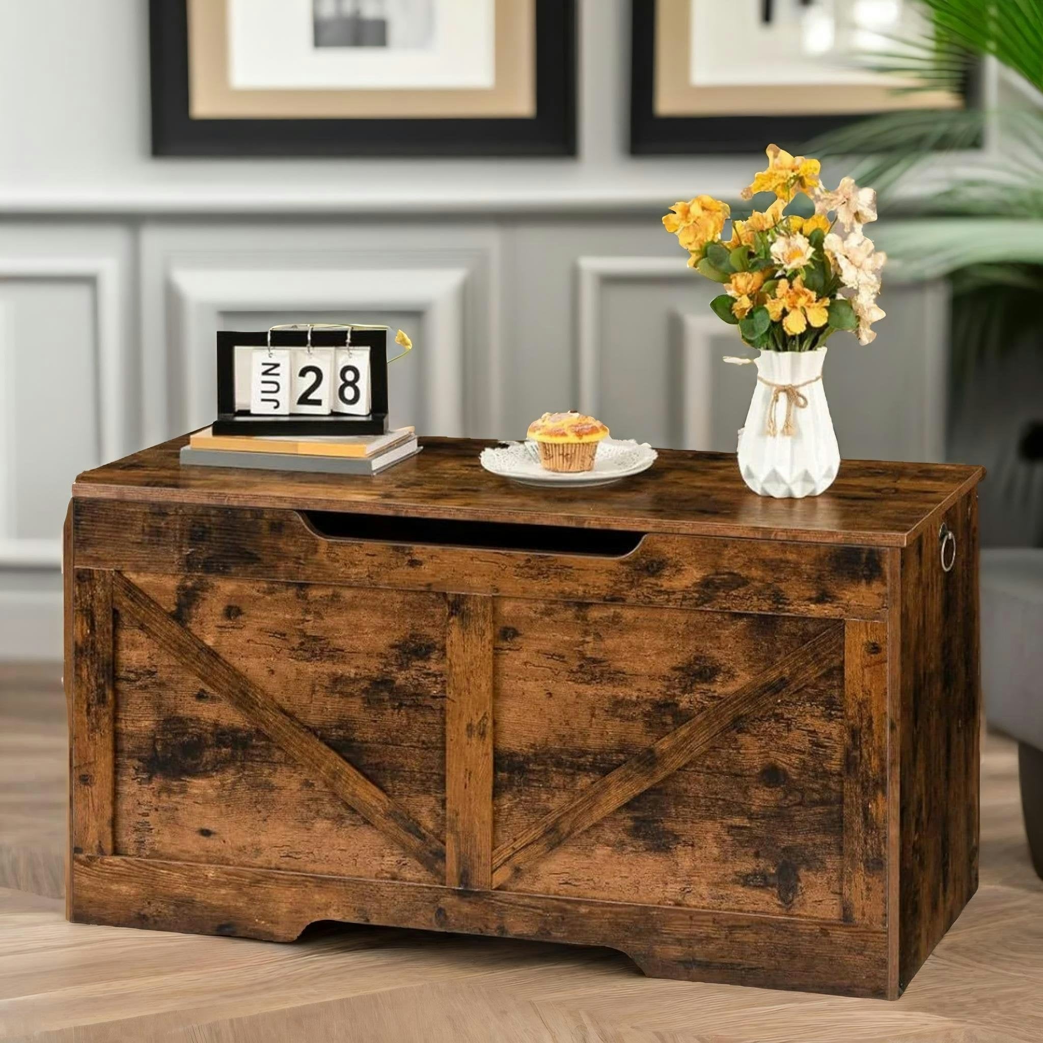 Rackhams Brown Storage Bench With Lid